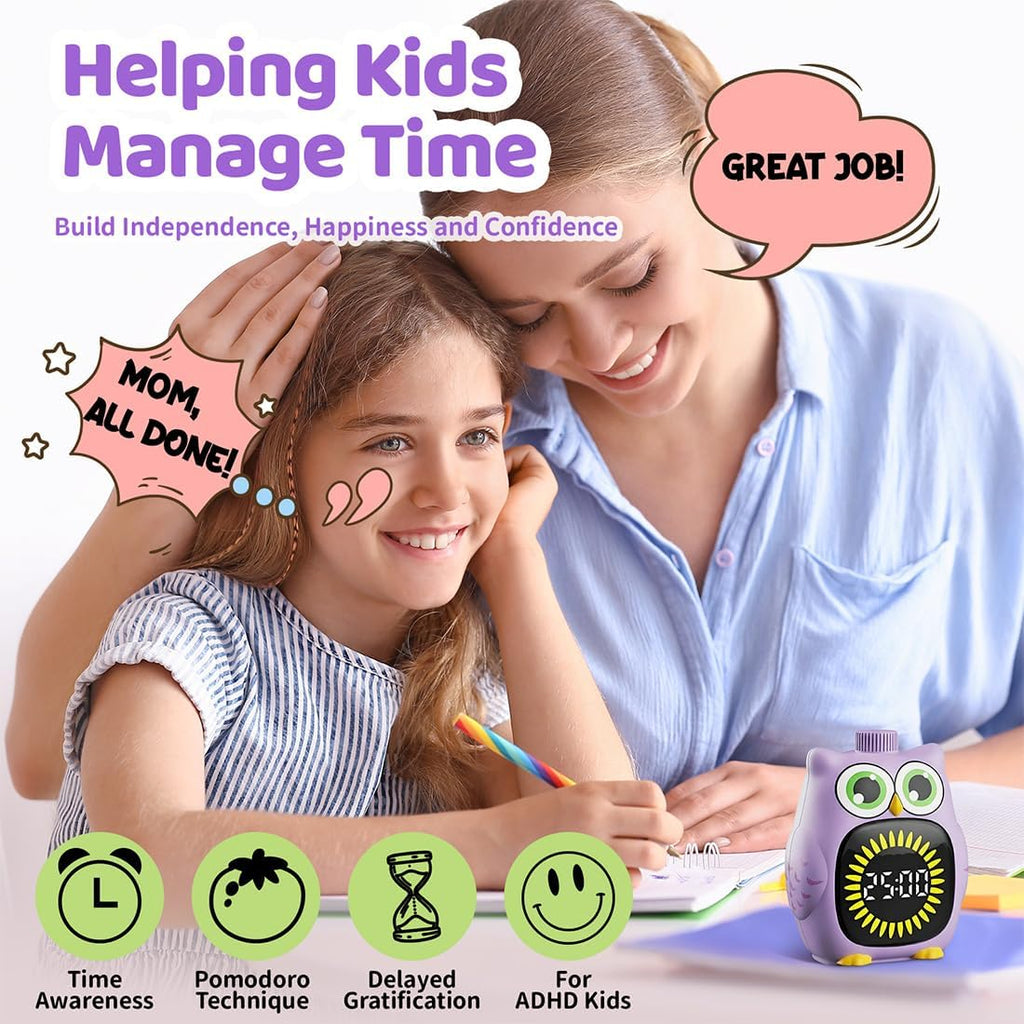 Visual Timer for Kids 99 Minute Kid Timer Visual Countdown Focus Smoother Routines for ADHD Autism Toddler Classroom Home Silent Management Tools Purple