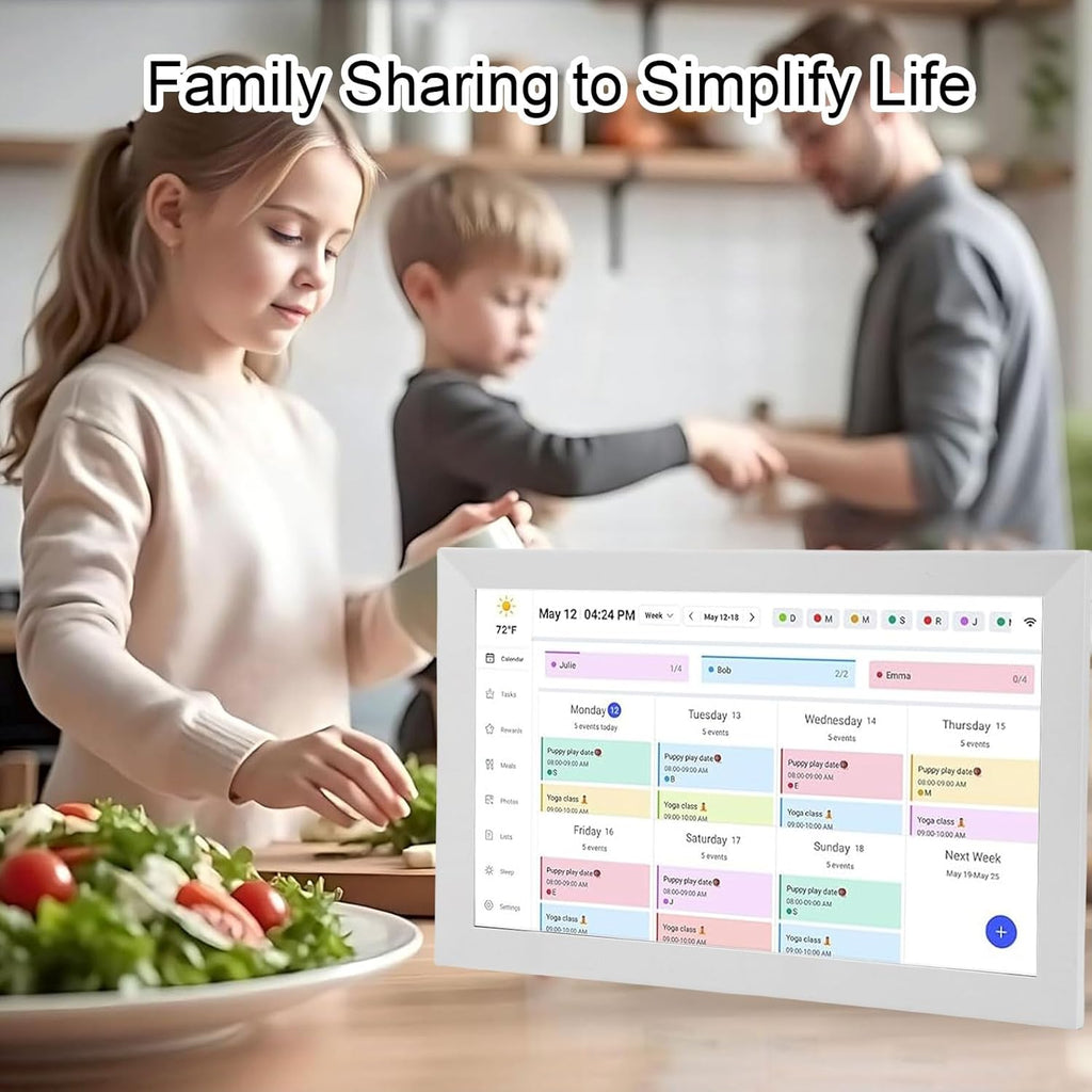 Bewinner 15.6 Inch Wall Planner Digital Calendar & Chore Chart, Smart Touchscreen Wall Calendars Interactive Display with APP for Family Schedules, Electronic Picture Frame (US Plug)