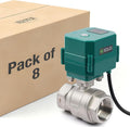 U.S. Solid 1-1/4" Motorized Ball Valve with US Plug 110VAC Stainless Steel Electrical Ball Valve,Auto Return, Normally Closed, IP65(8-PACK)