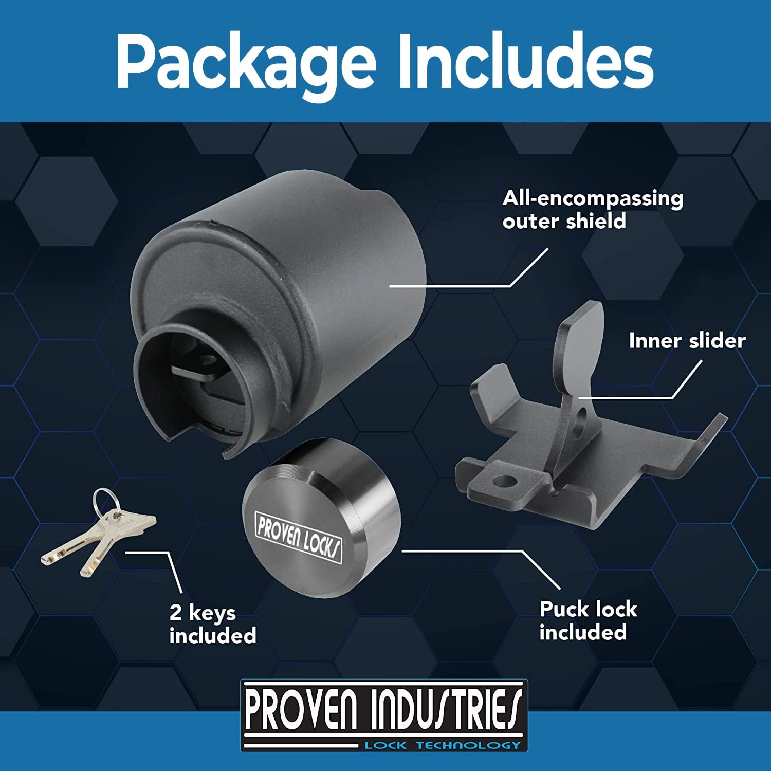 Proven Industries Model 2516 Trailer Lock, Fits 2 5/16-Inch Couplers, Made in The USA, (Black)