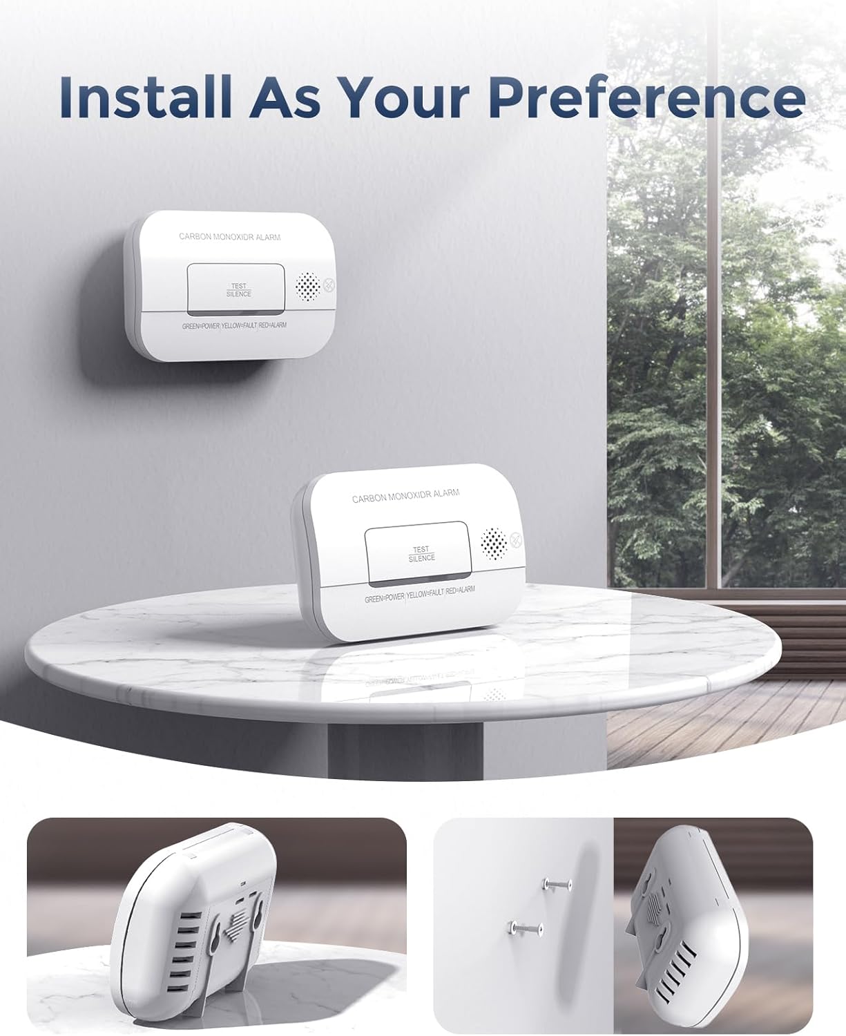 Ecoey Carbon Monoxide Detector, 10-Year CO Detector with Human Alarm Sounds and Test Button, Carbon Monoxide Alarm Replaceable Battery-Operated for House and Bedroom, FJ127, 1 Pack