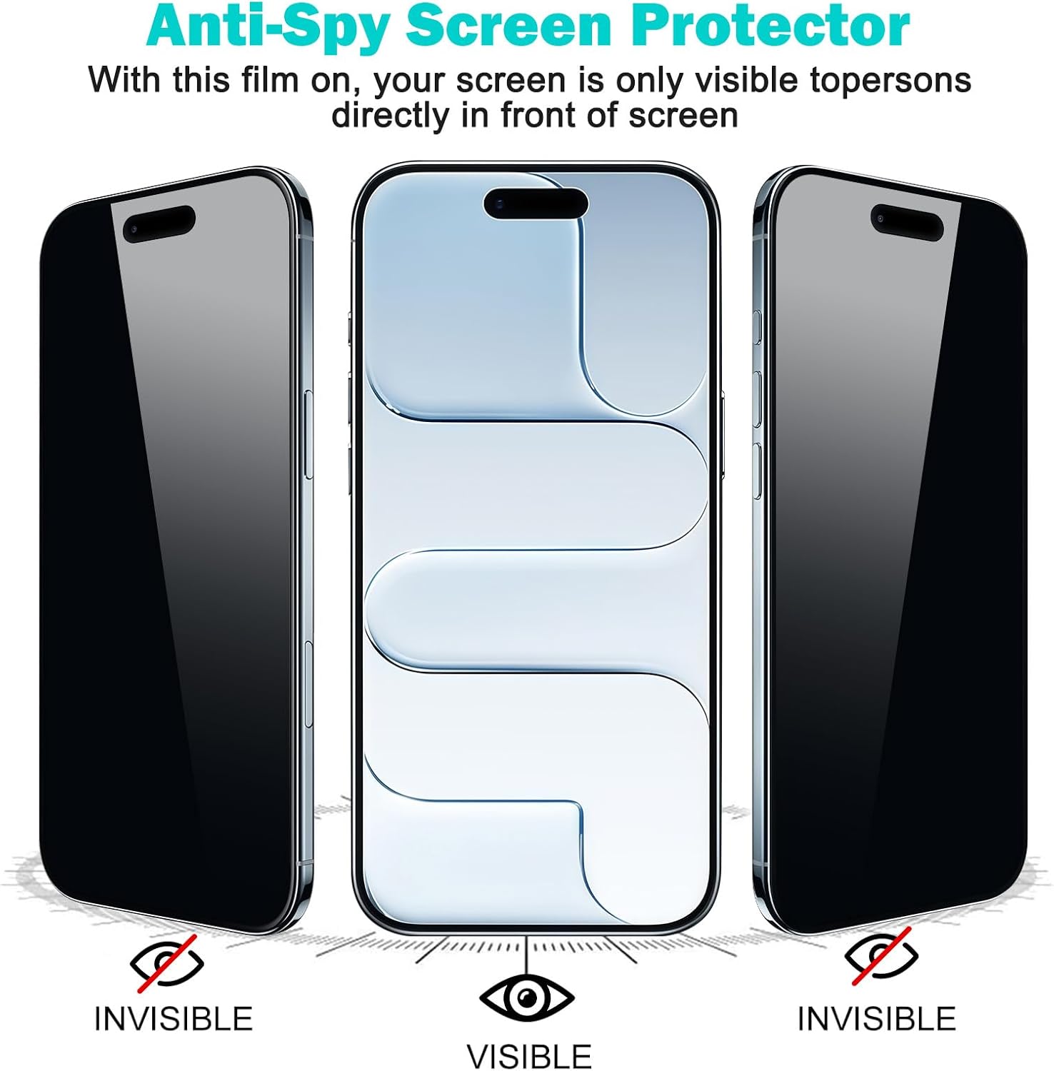 PEHAEL 3+3Pack for iPhone Air Privacy Screen Protector with Camera Lens Protector Full Coverage Anti-Spy Tempered Glass Film 9H Hardness Easy Installation Bubble Free [6.5 inch]
