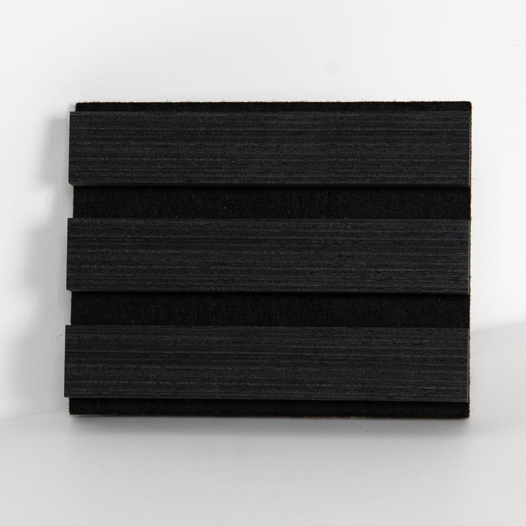 Sample Wood Salt Acoustic Wall Panels, Soundproof Wooden Wall Panels, 3D Fluted Sound Absorbing Panel, Matte Black, Sample Pack