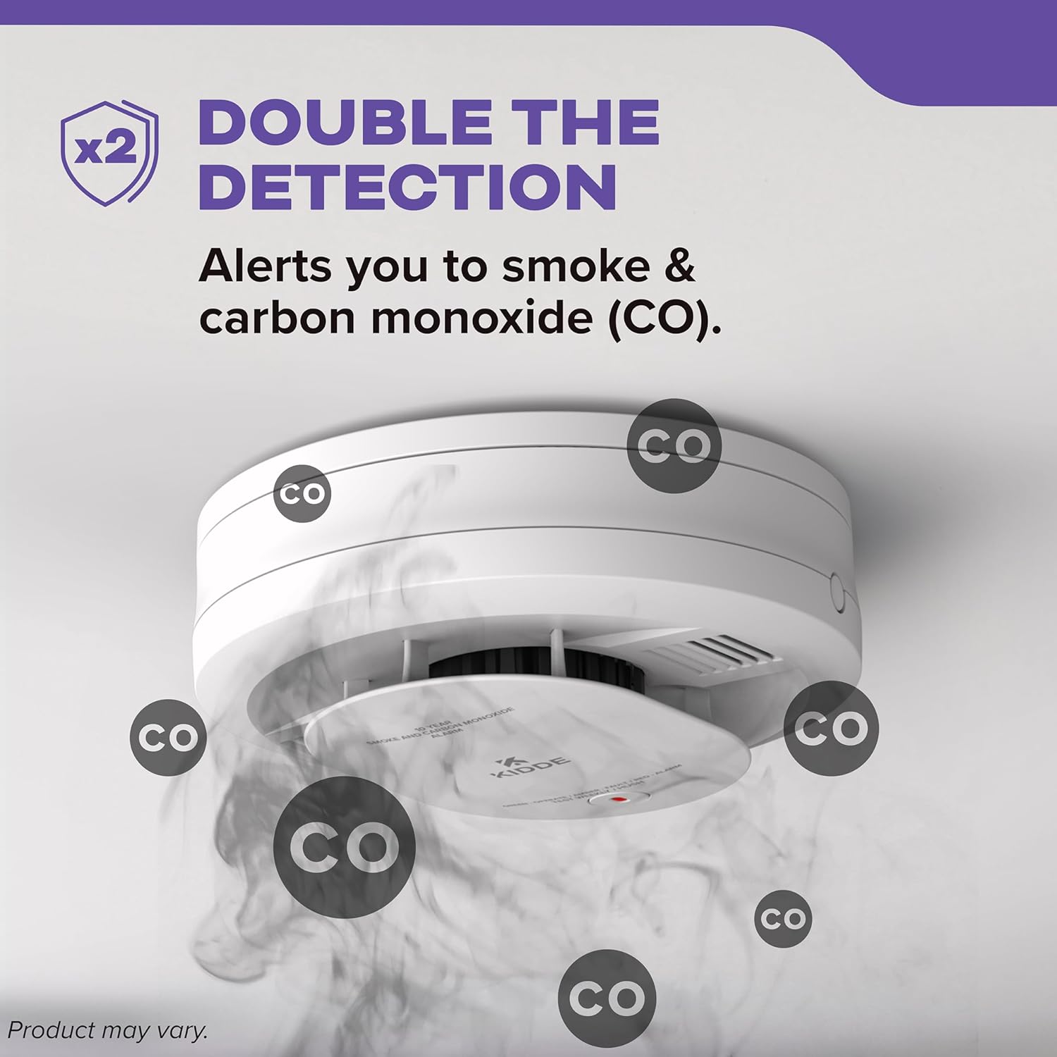 Kidde Smoke & Carbon Monoxide Detector, 10-Year Battery Powered, Voice Alerts, LED Warning Light Indicators