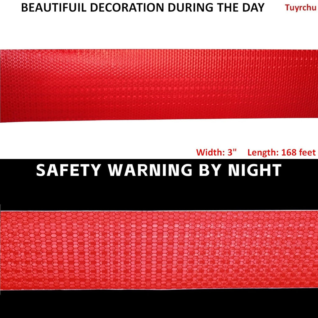 Red Reflective Tape Outdoor Waterproof 3 inch Wide, High Visibility Warning Industrial Marking Tape, Safety Stickers (168 feet)