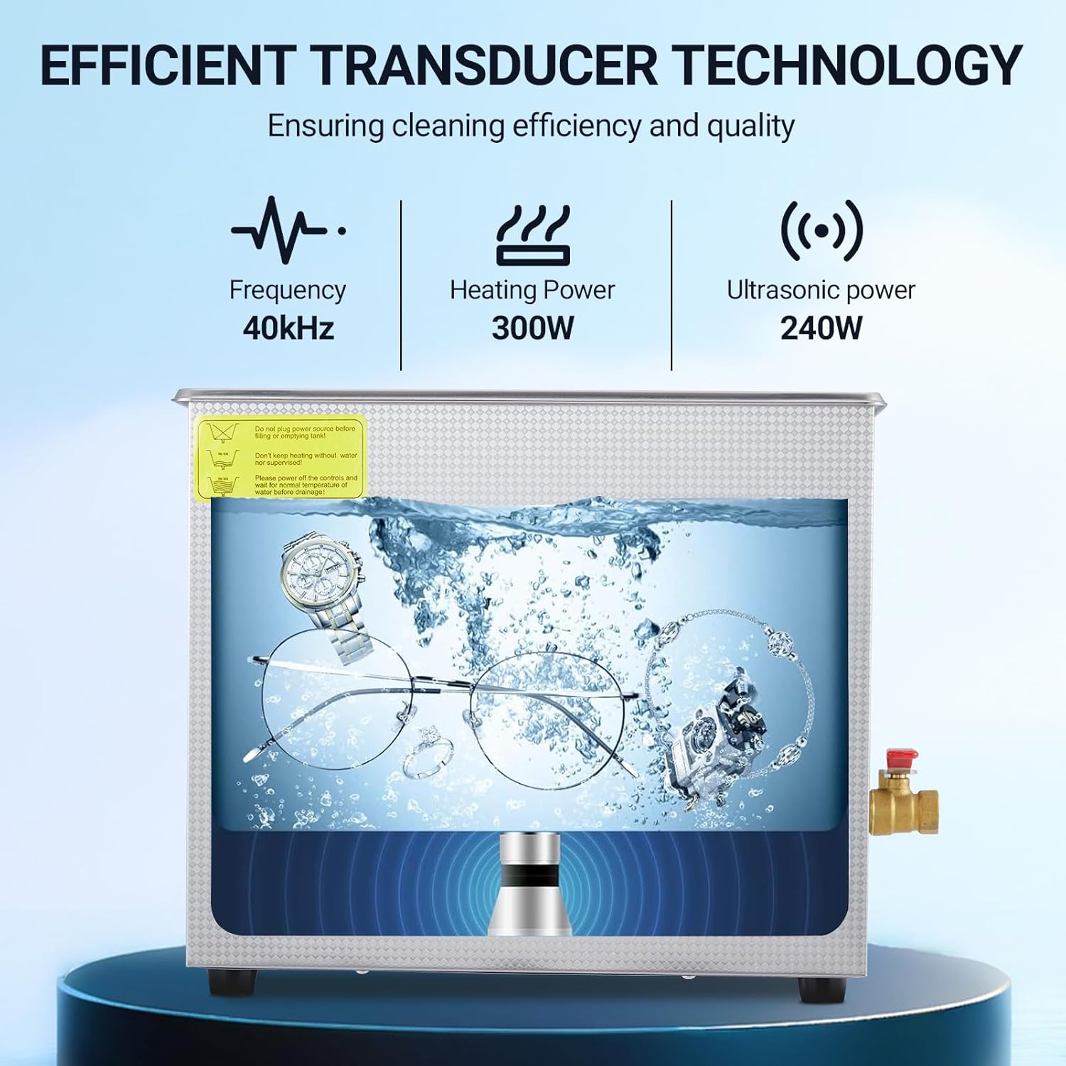 10L Professional Ultrasonic Cleaner Commercial | 40kHz with Digital Timer & Heater | for Jewelry, Watches, Eyeglasses & Small Parts Cleaning