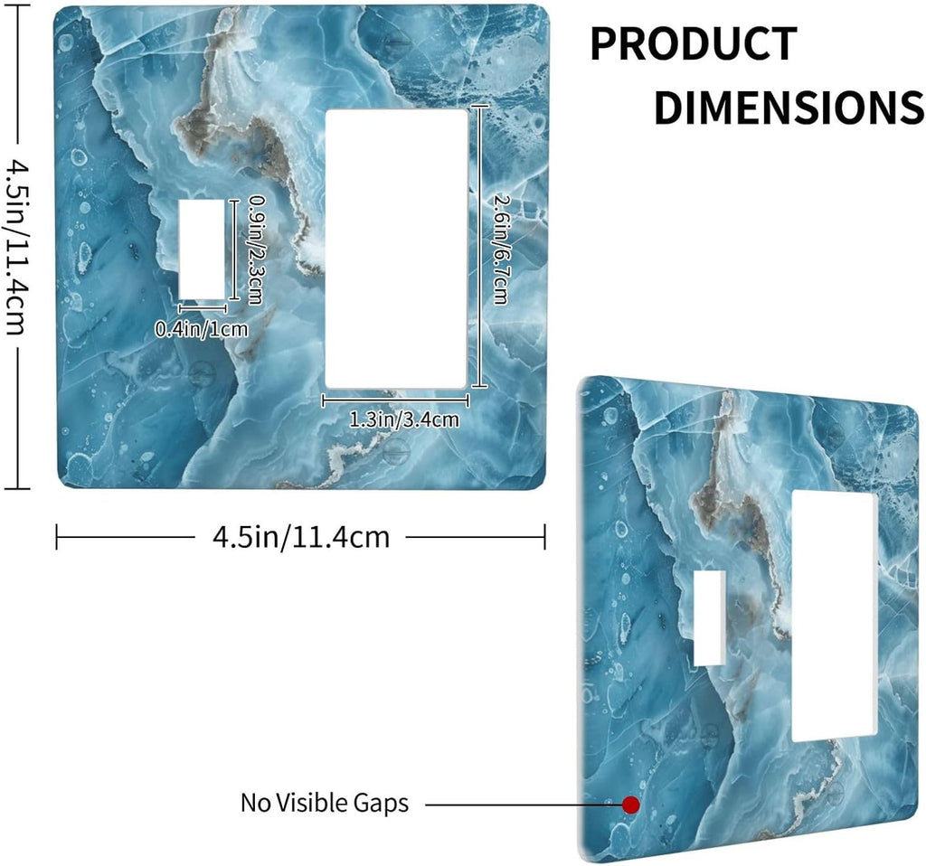 Decorative Outlet Covers Abstract Watercolor Blue Marble Texture 2 Gang Light Switch Cover Plate Single Toggle 1 Rocker Wall Plates for Electrical Outlets Switch Plate Covers for Home Decor