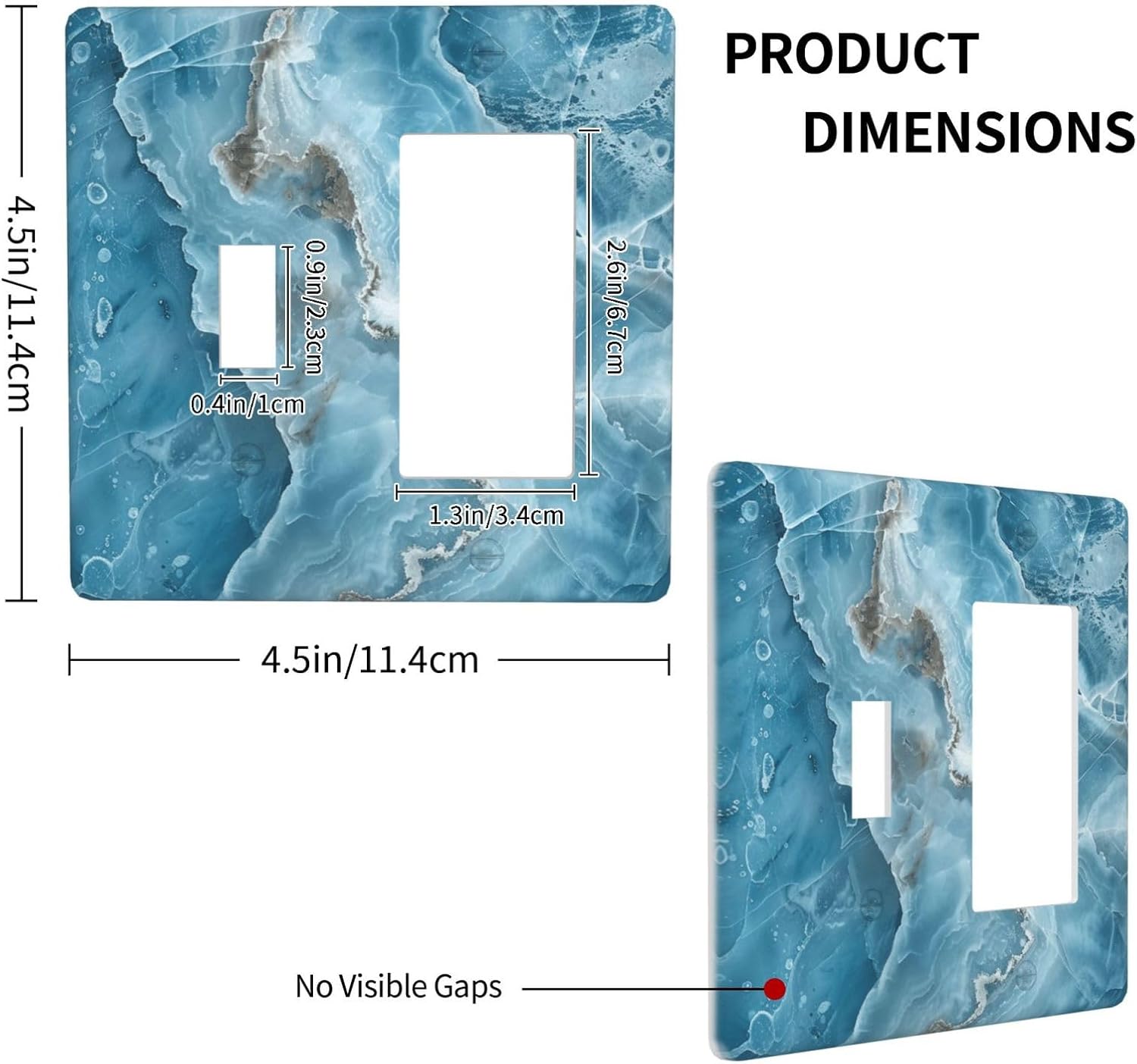 Decorative Outlet Covers Abstract Watercolor Blue Marble Texture 2 Gang Light Switch Cover Plate Single Toggle 1 Rocker Wall Plates for Electrical Outlets Switch Plate Covers for Home Decor