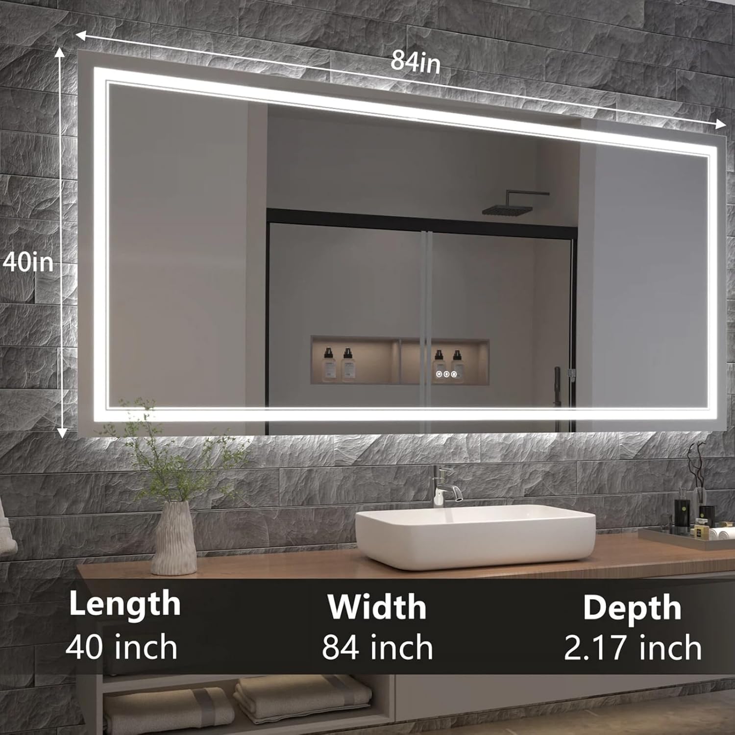 LED Bathroom Mirror with Lights, Wall Mirrors