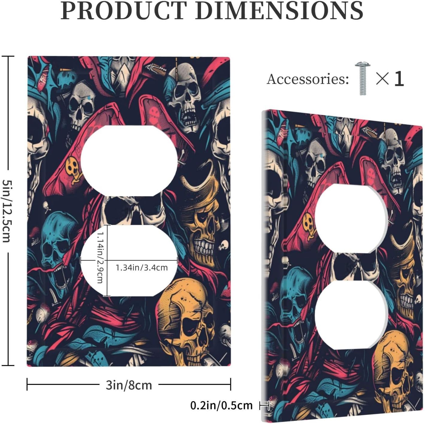 Outlet Covers Pirate Colourful Skeleton Red Hat 1 Gang Duplex Light Switch Cover Decorative Switch Plates Electrical Receptacle Faceplate Wall Plate For Farmhouse Cabin Decor