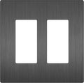 LIDER Brushed Finish Decorator Switch Cover, Screwless Wall Plate, Mid-Size 2-Gang 4.88" x 4.92", Unbreakable Polycarbonate Thermoplastic, UL Listed, LSWP-32M-BSG, Brushed Space Gray
