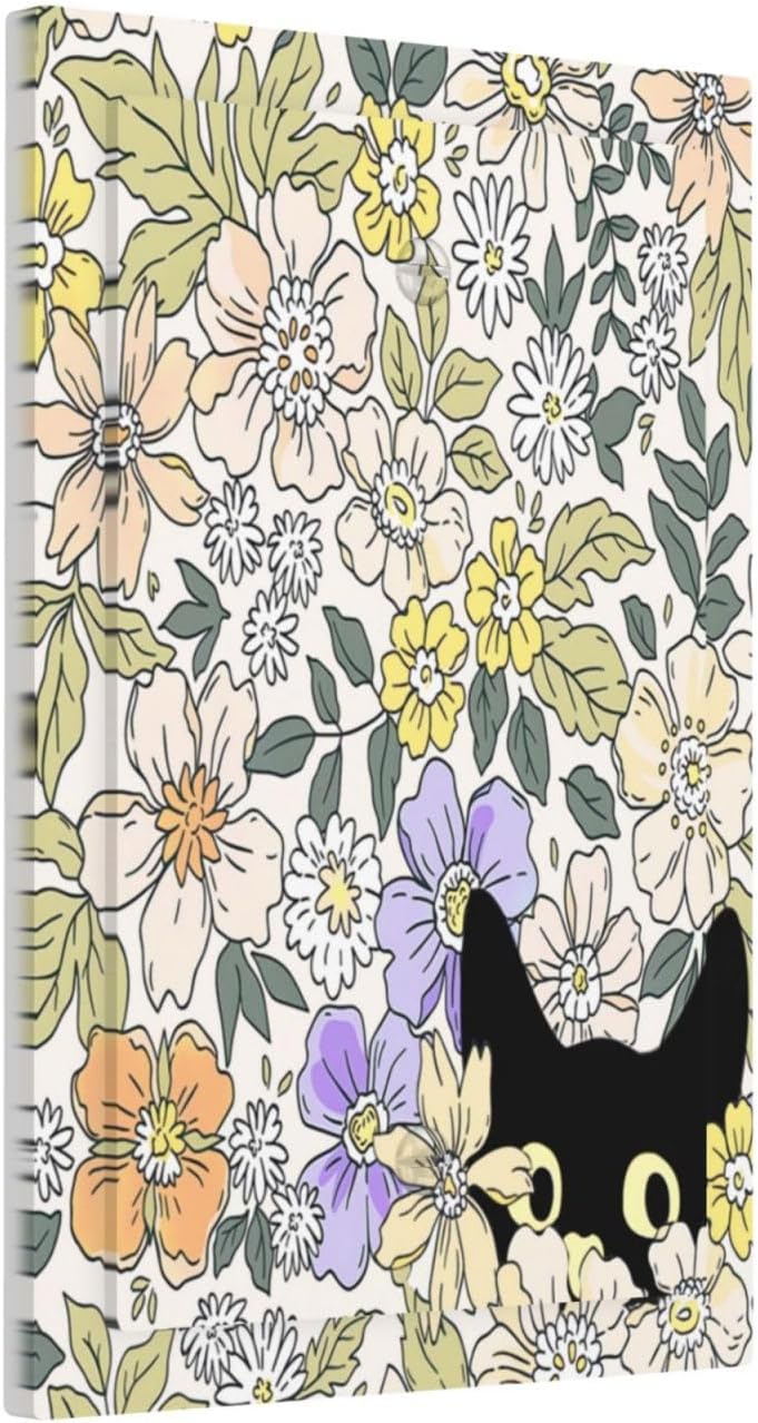 Decorative Light Switch Plate Covers Cute Black Cat in a Flower Patch Botanical Garden 1 Gang No Device Single Blank Outlet Covers Wall Plate Light Switch Covers for Bedroom Home Decor