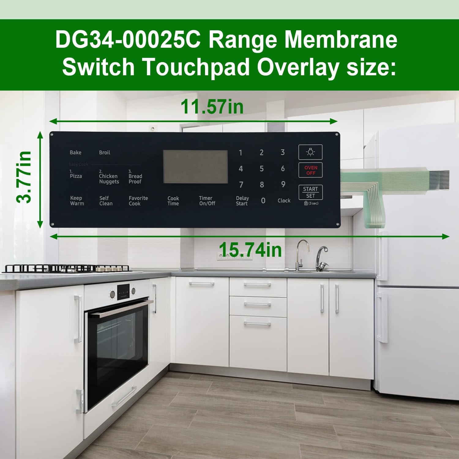 DG34-00025C Range Membrane Switch Touchpad Overlay-Compatible with Samsung Stove/Oven NX58R4311SS/NX58R4311SG,Replaces 4963022/AP6885265/PS12721647