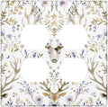 Outlet Covers Gothic Retro Floral Damask Elk Wild Flower 2 Gang Double Duplex Decorative Light Switch Covers Electrical Wallplates Socket Faceplate For Bed Room Living Room Decor