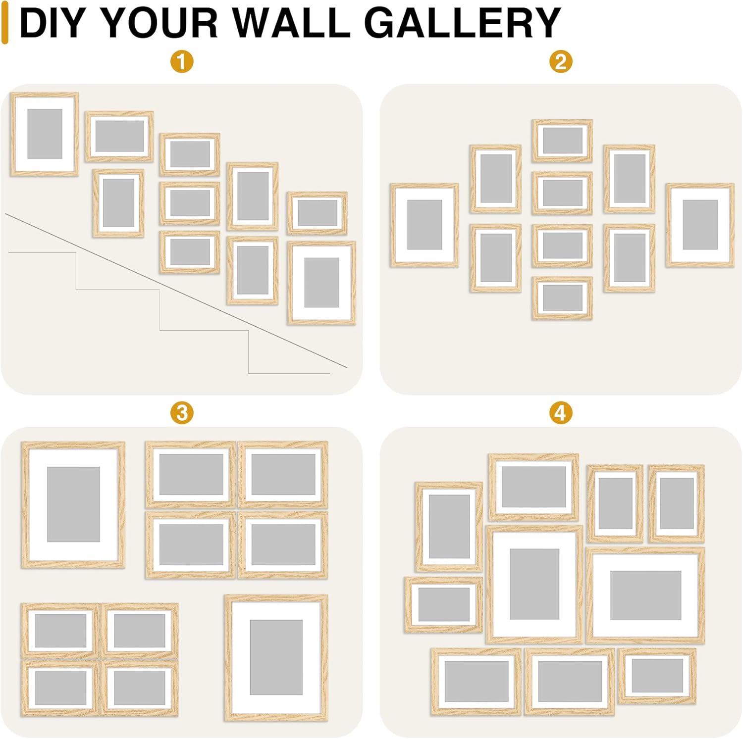 decorUhome Picture Frames Collage Wall Decor for Photo Gallery Display, Assorted Picture Frames set of 10 Including Two 8x10 / Four 5x7 / Four 4x6 for Family Wall Decor, Natural, 10 Pack
