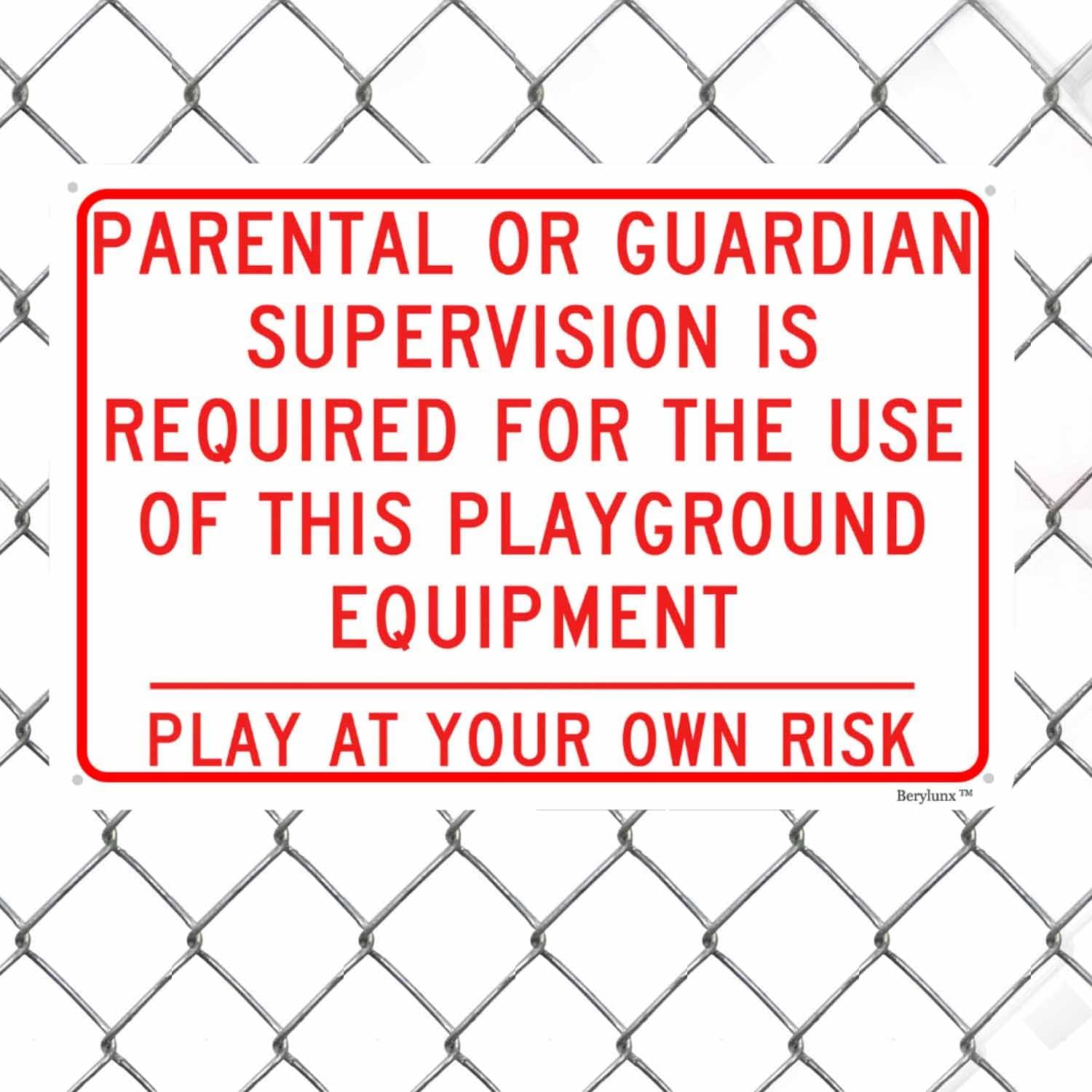 Playground Safety Sign,Security Warning Signs,Outdoor/Indoor Safety Sign "Parental/Guardian Supervision Required For Use Of This Playground Equipment" 16"x24" Aluminum Sign