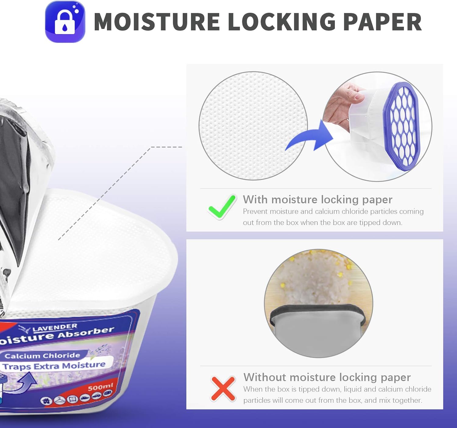 Vacplus Moisture Absorbers, 10.5 Oz Humidity Absorber Boxes Attracts Extra Moisture from Your Bathroom, Closet, Kitchen & Study, Dehumidifier, Odor Eliminator for Closet (Lavender Scent), 12 Packs