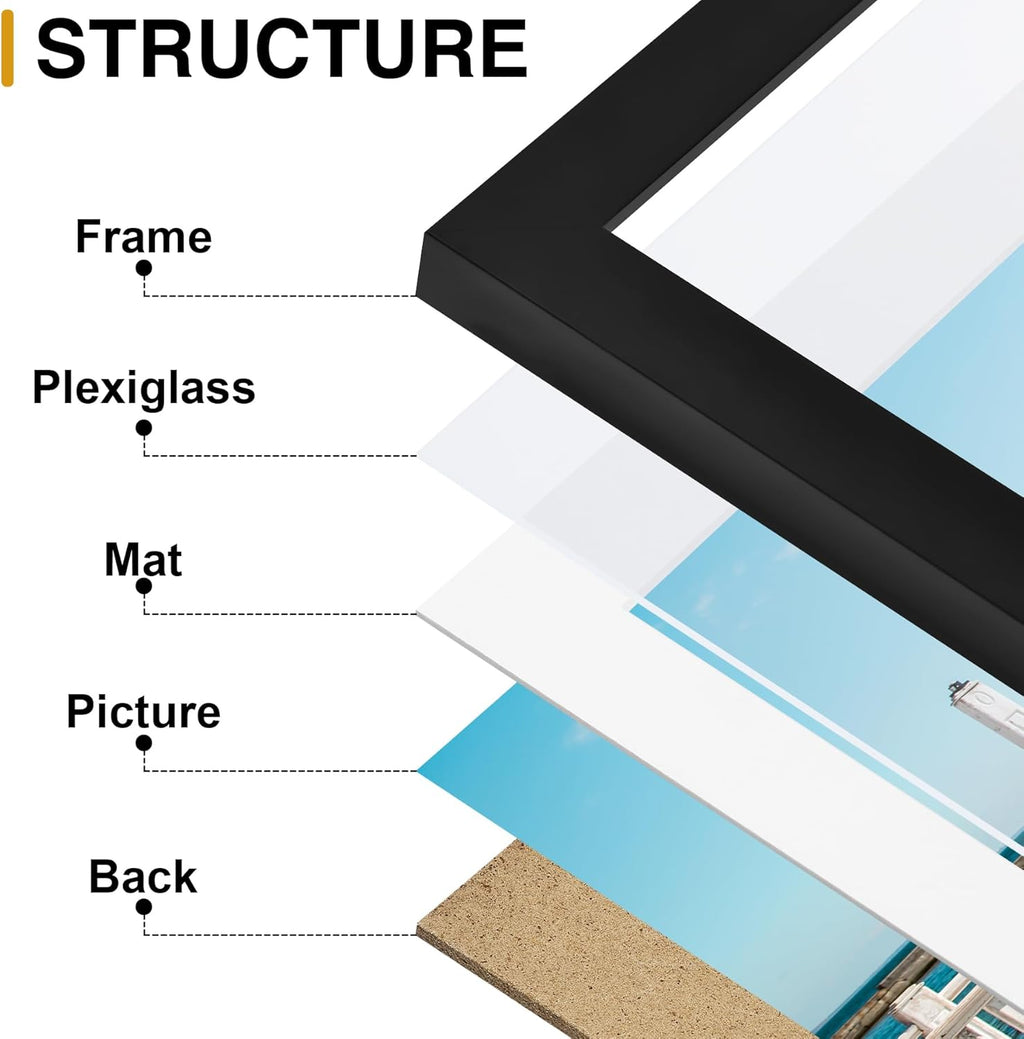 decorUhome Picture Frames Collage Wall Decor for Photo Gallery Display, Assorted Picture Frames set of 10 Including Two 8x10 / Four 5x7 / Four 4x6 for Family Wall Decor, Black/Brown/Grey, 10 Pack