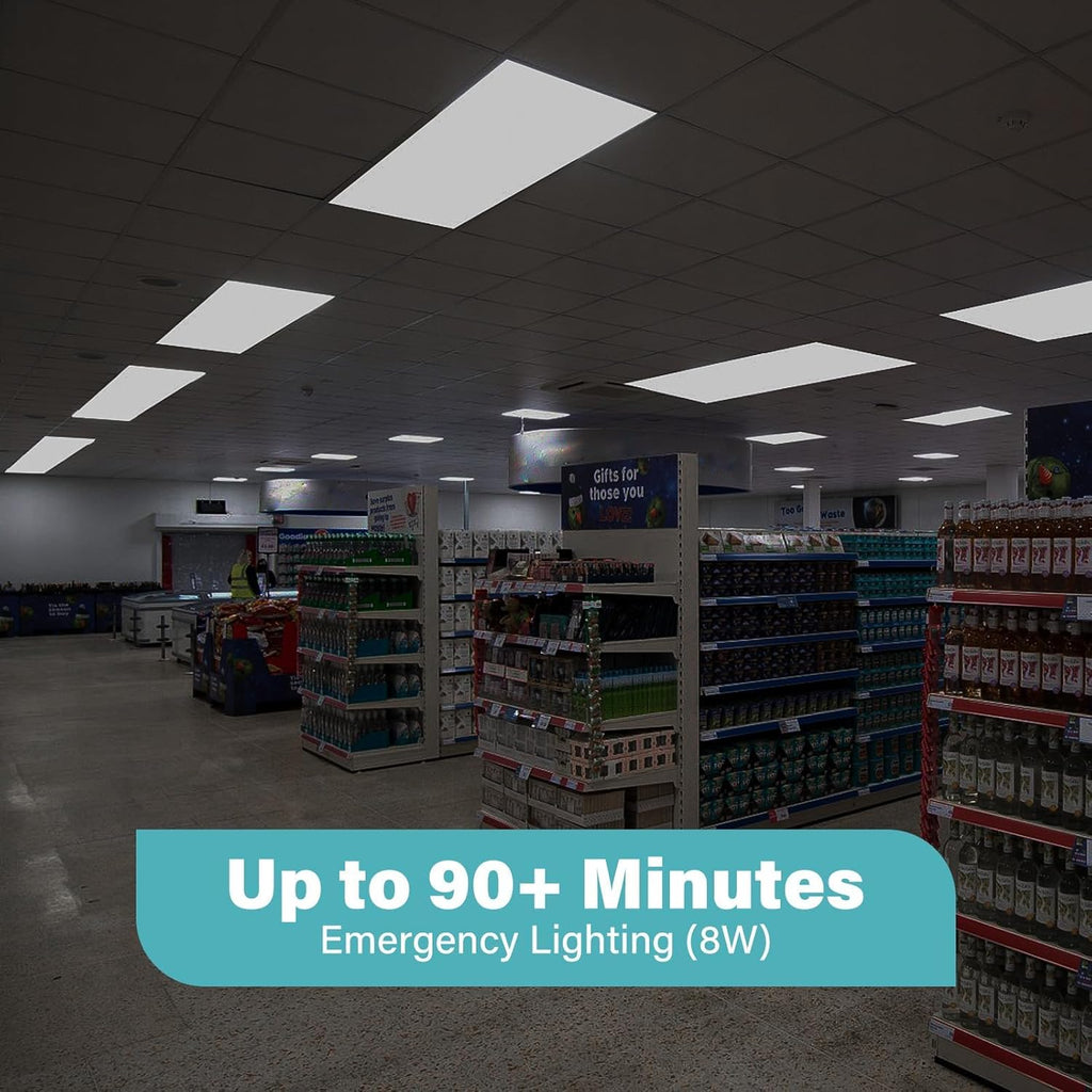 4 Pack 2x4 LED Flat Panel Light with Emergency Battery Backup, Up to 1.5H of Power Support at 8W Output, 0-10V Dimmable, 3000K/4000K/5000K, 30W/40W/50W Selectable, UL & ETL