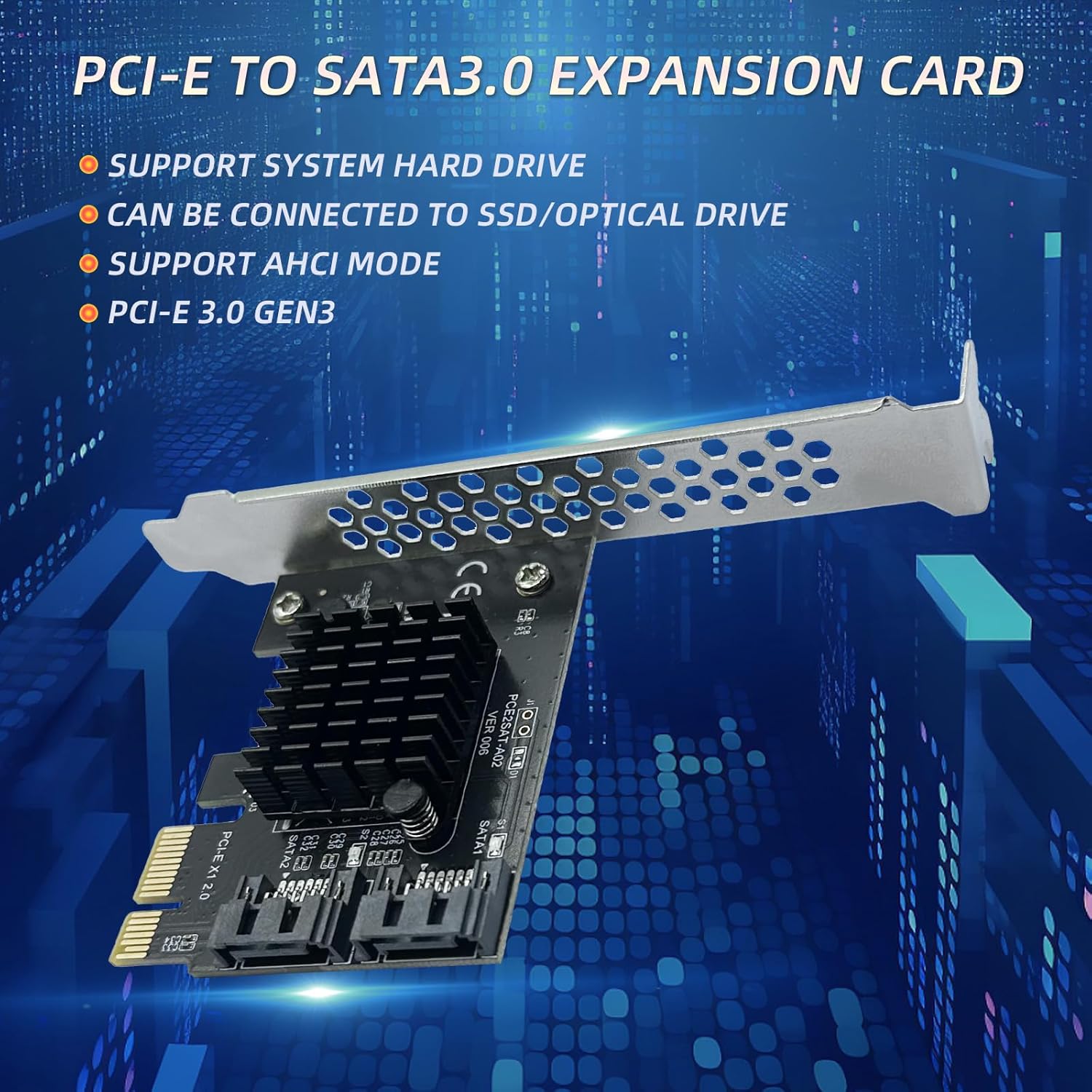 PCIe to SATA3.0 Expansion Card - ASM1061 2-Port 1X Controller | 6Gbps High-Speed Transmission | Hot-Swappable | Compatible with SSD/Mobile Hard Drives | for Windows, Mac, Linux