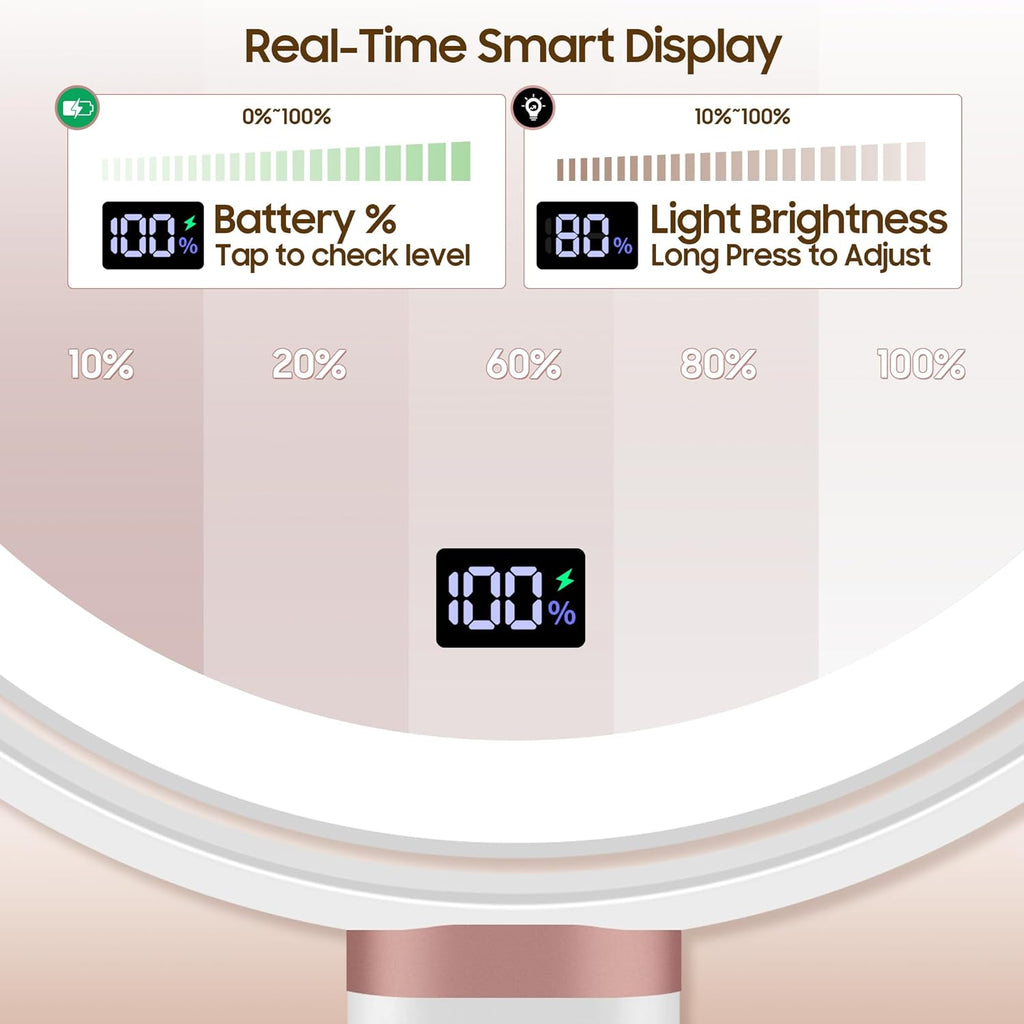 Makeup Magnifying Mirror with Light 30X/1X, Digital Display, 2-Sided Touch Control, Makeup Mirror with 3 Color Lights,360° Rotate, Height Adjustable Lighted Magnifying Mirrors for Desk Travel