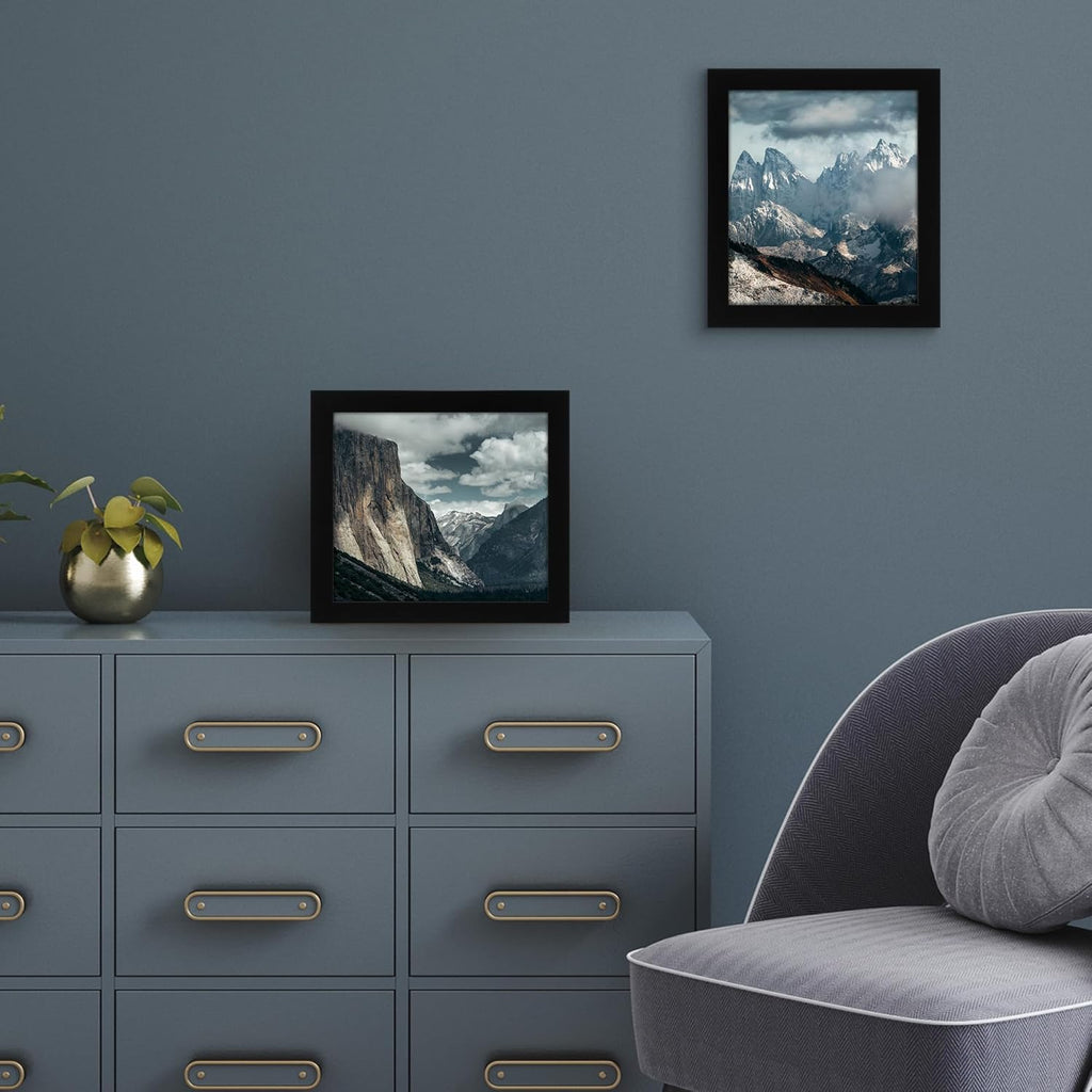 Americanflat 7x8 Picture Frame with Shatter-Resistant Glass - Signature Collection - Gallery-Style Frames Made of Engineered Wood - Photo Frame for Tabletop and Wall Display - Black
