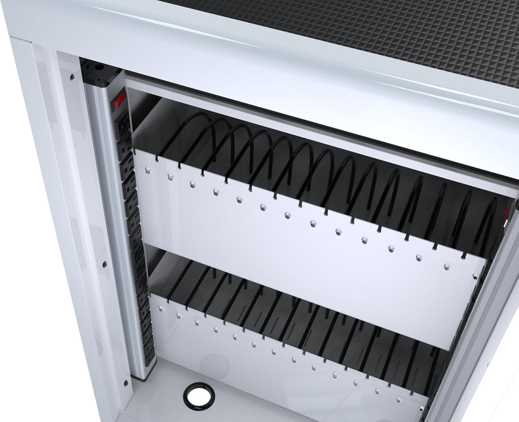 Laptop Charging Cart, 31+4 Charging Ports Laptop Storage Cart, 35-Bay Mobile Charging Cabinet for iPads up to 16.3", Chromebook Devices, Cord Management, Access Lock.School,Business.White