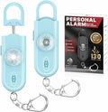 Personal Safety Alarm Keychain for Women 2PCS -130 dB Loud Siren with SOS Strobe Light, Flashlight, Double Speakers, Safe Defense Key Chain for Girls Kids Elders Emergency Call