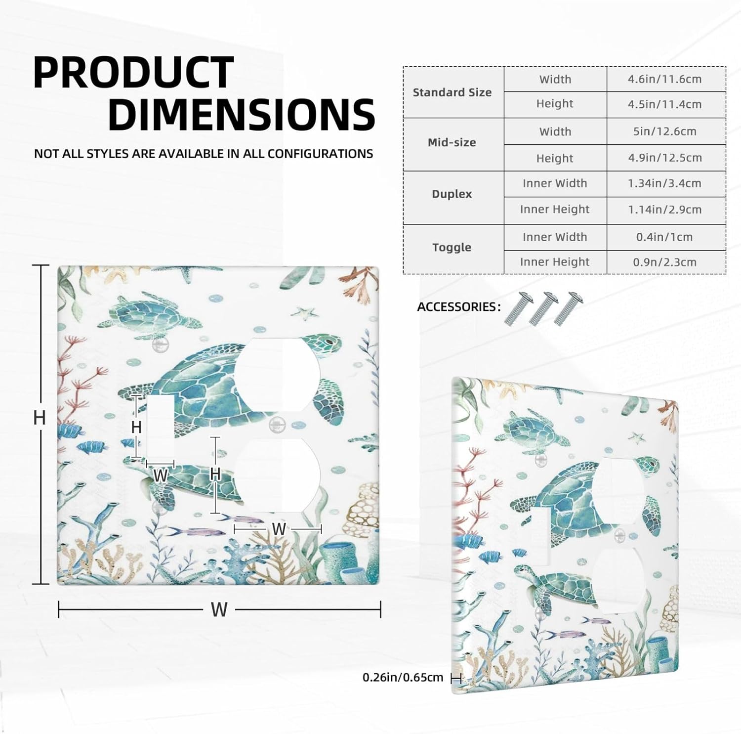 Sea Turtle Ocean Starfish Fish Coral Pearl Wallplates 1 Toggle 1 Duplex Switch Plate Electrical GFCI Faceplate Decorative Light Switch Covers for Bathroom Kids Room Decor