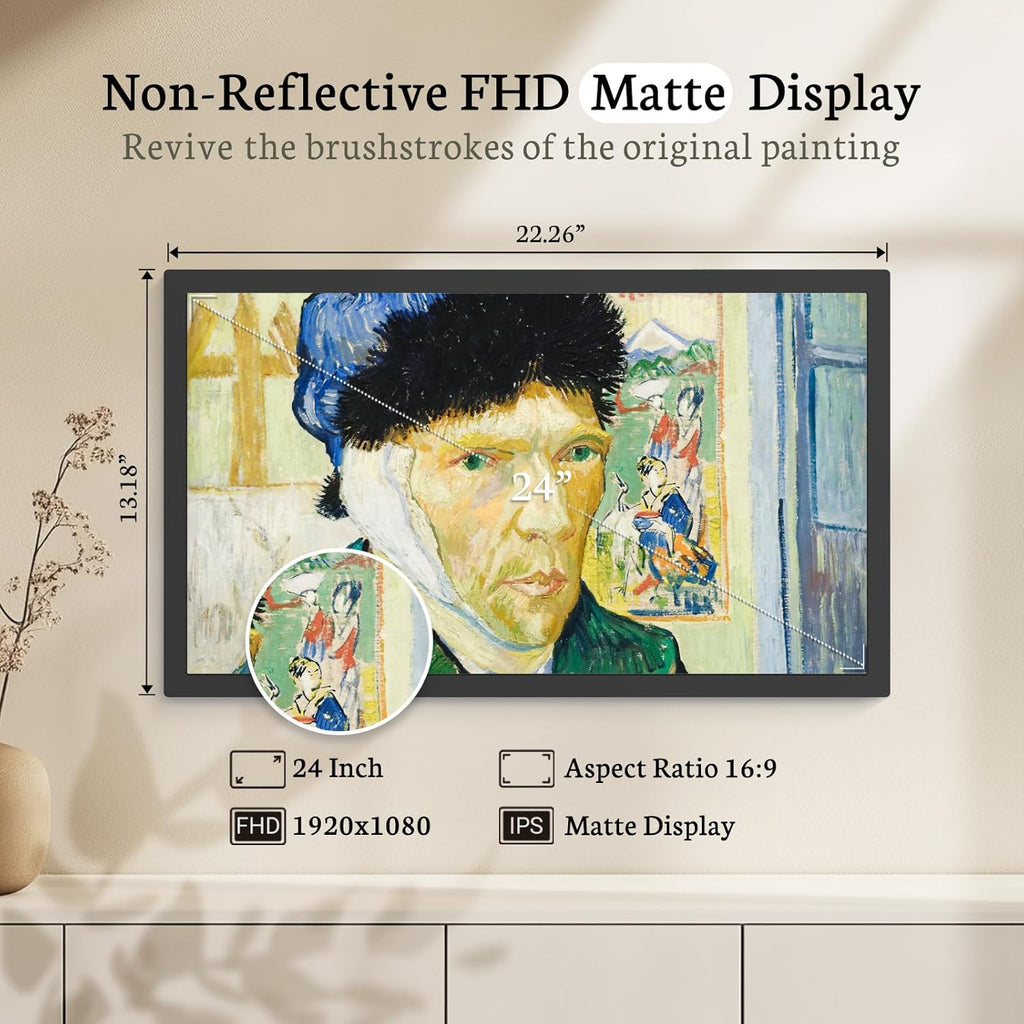 BSIMB Large Digital Picture Frame 24 Inch, 1920x1080 FHD WiFi Digital Photo Frame Electronic 32GB Display, Wall Mount Included, Share Pictures/Videos via App Easy Setup Gifts for Mom(Non-Touch), Black