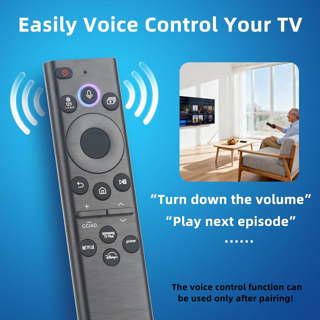 BN59-01385A Solar Voice Remote Replacement for Samsung TVs (2018-2025 Models) Universal Compatible with Smart, Neo OLED, The Frame, Crystal UHD 4K/8K TVs Rechargeable via Solar USB-C, 4 Shortcut Keys