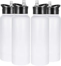 VEGOND 40 oz Insulated Water Bottle Bulk Stainless Steel Metal Water Bottles with Leak Proof Straw Lid & Spout Lid, Wide Mouth Double Walled Vacuum Travel Sports Bottle, 4 Pack