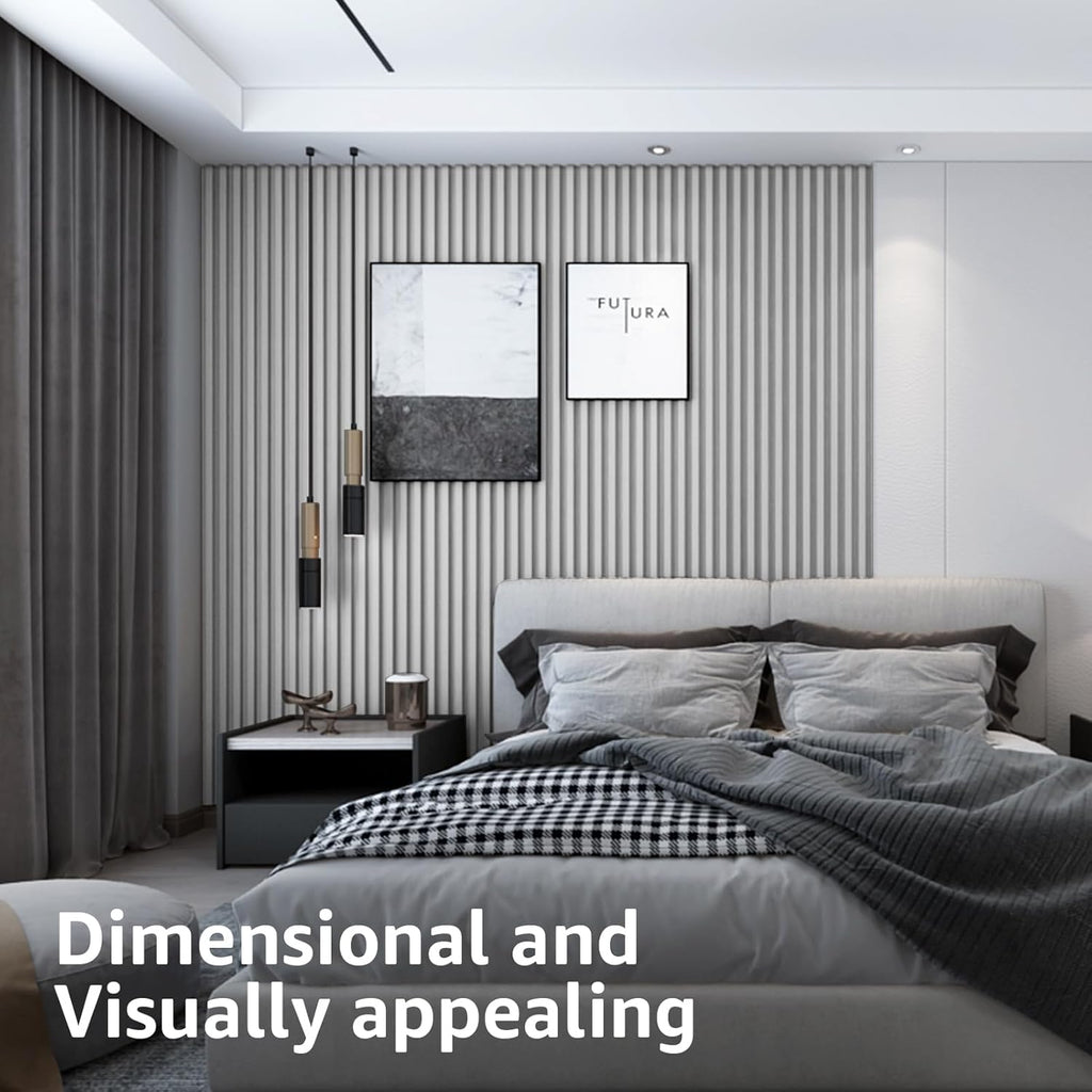 Art3d 8-Pack 96 x 6in. WPC Acoustic Slat Wall Panel for Modern Interior Decor, TV Background, Living Room, Matte White