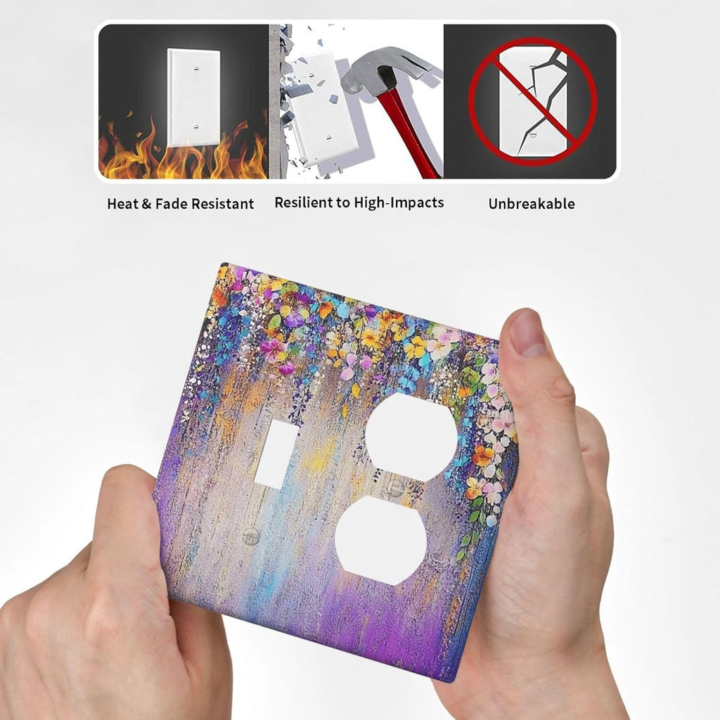 Colorful Country Flower Wildflower Floral Wallplates 1 Toggle 1 Duplex Switch Plate Electrical Gfci Faceplate Decorative Light Switch Covers For Bed Room Living Room Decor