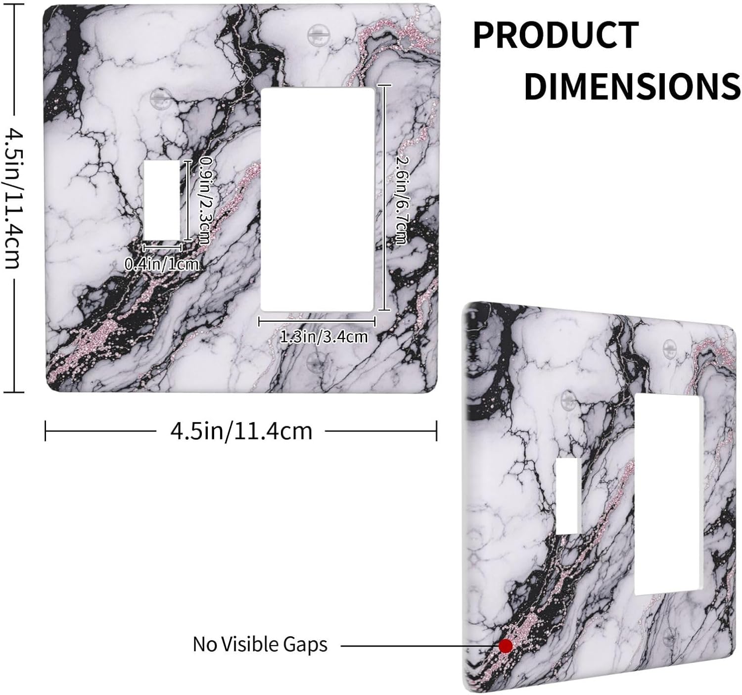 Outlet Covers White Marble Pattern Black Lines Pink Lines 1 Toggle 1 Rocker Combination Decorative Wall Plate Electrical Switch Plates Light Switch Cover Plate for living Room Office Decor