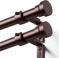 Curtain Rod 2 Pack 32-58 Inch, Heavy Duty 1 Inch Curtain Rod, Antique Bronze Short Adjustable Window Treatment Rods, Modern Design, Easy Installation