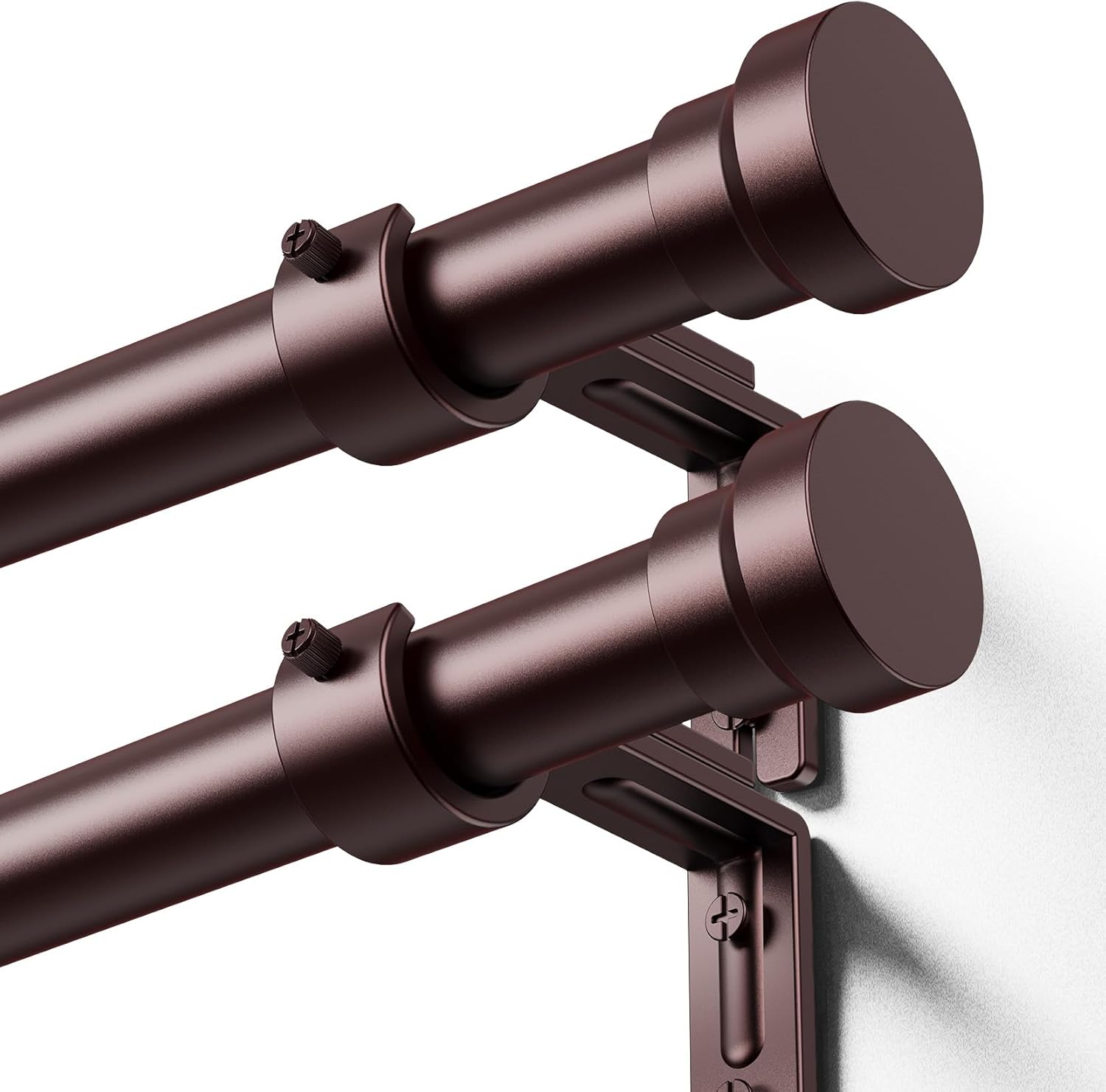 Curtain Rod 2 Pack 32-84 Inch, Heavy Duty 1 Inch Curtain Rod, Antique Bronze Long Adjustable Window Treatment Rods, Modern Design, Easy Installation