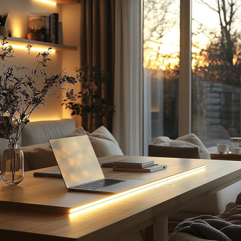 Short Led Strip Lights 5V USB LEDs Display Cabinet Lighting USB 8mm Small COB LED Strip Light 4000K Warm White Not Dimmable Flexible led for Home DIY TV Lights Indoor Use (3.28FT /1M)