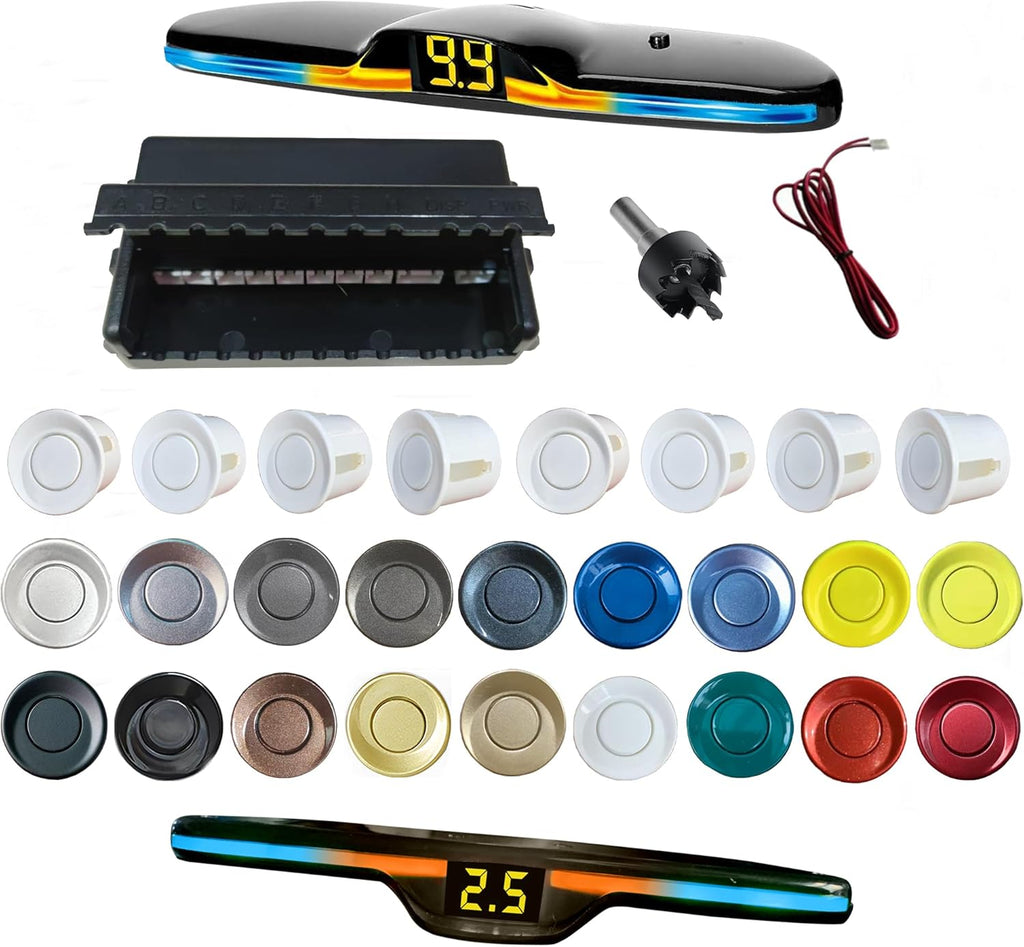 New Features Forward and Reverse Parking sensors, Option to Measure Distance in inches, bidirectional Display Option, and Customizable Digital Direction 18 Color Probes to Choose from(White)