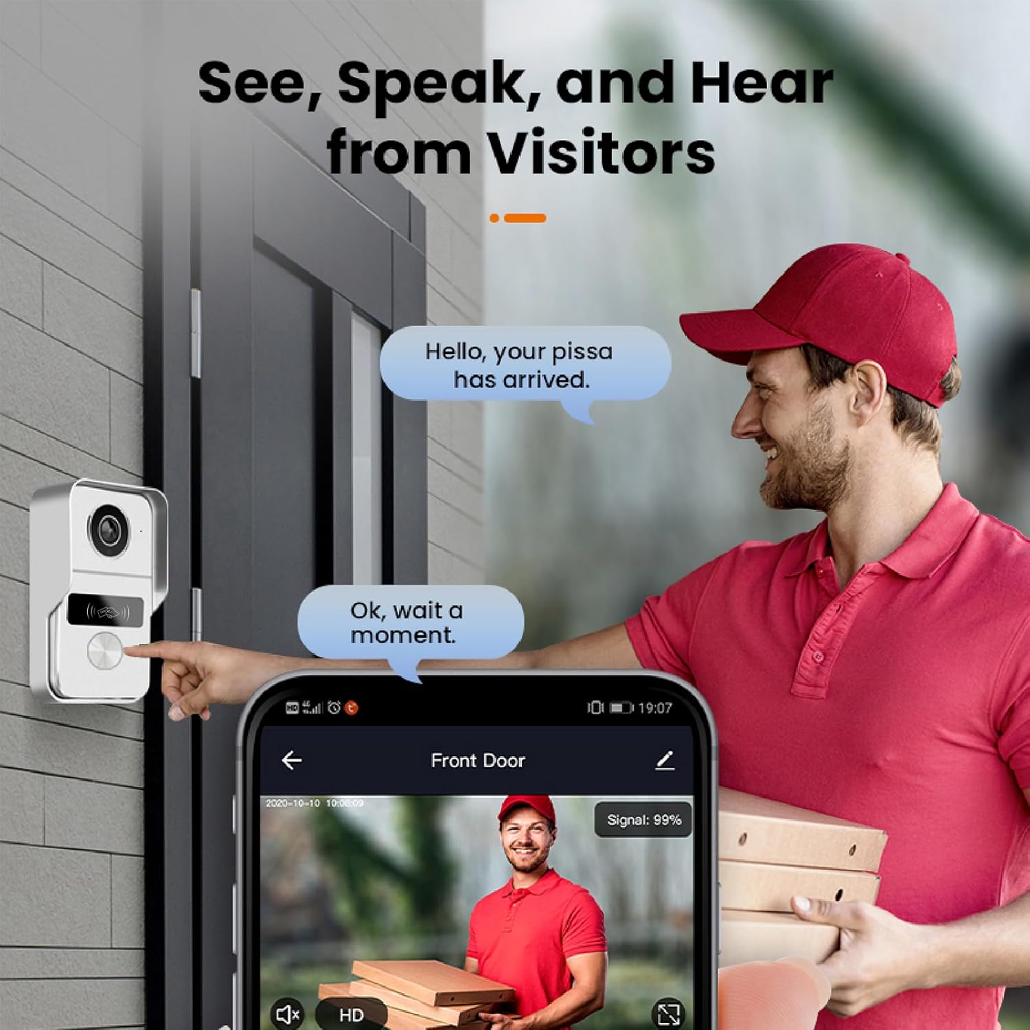 2 Wired Video Intercom System, 7 Inches Video Doorbell Camera with Monitor, Wired Video Door Phone HD Camera Kits Support tuya, Two Way Talk, Video Recording, Remote Unlock for Smart Home