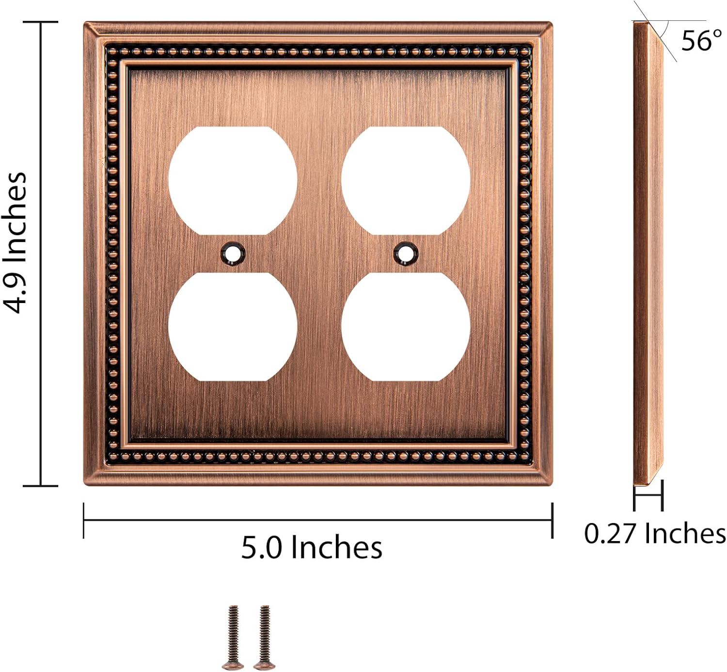 Henne Bery Sunken Pearls Heavy Duty Decorative Wall Plate Switch Plate Outlet Cover (Double Duplex, Antique Copper)