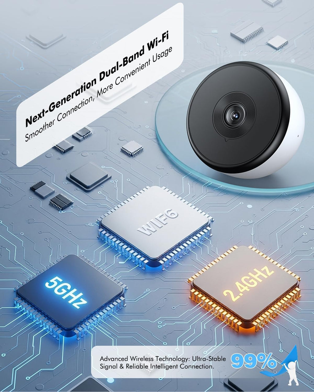 3MP 2K Window Camera, 5G & 2.4GHz WiFi Indoor Camera for Home Security with AI Color Night Vision, 24/7 Recording, Motion Detection, Easy & Quick Window Mount for Outdoor Monitoring