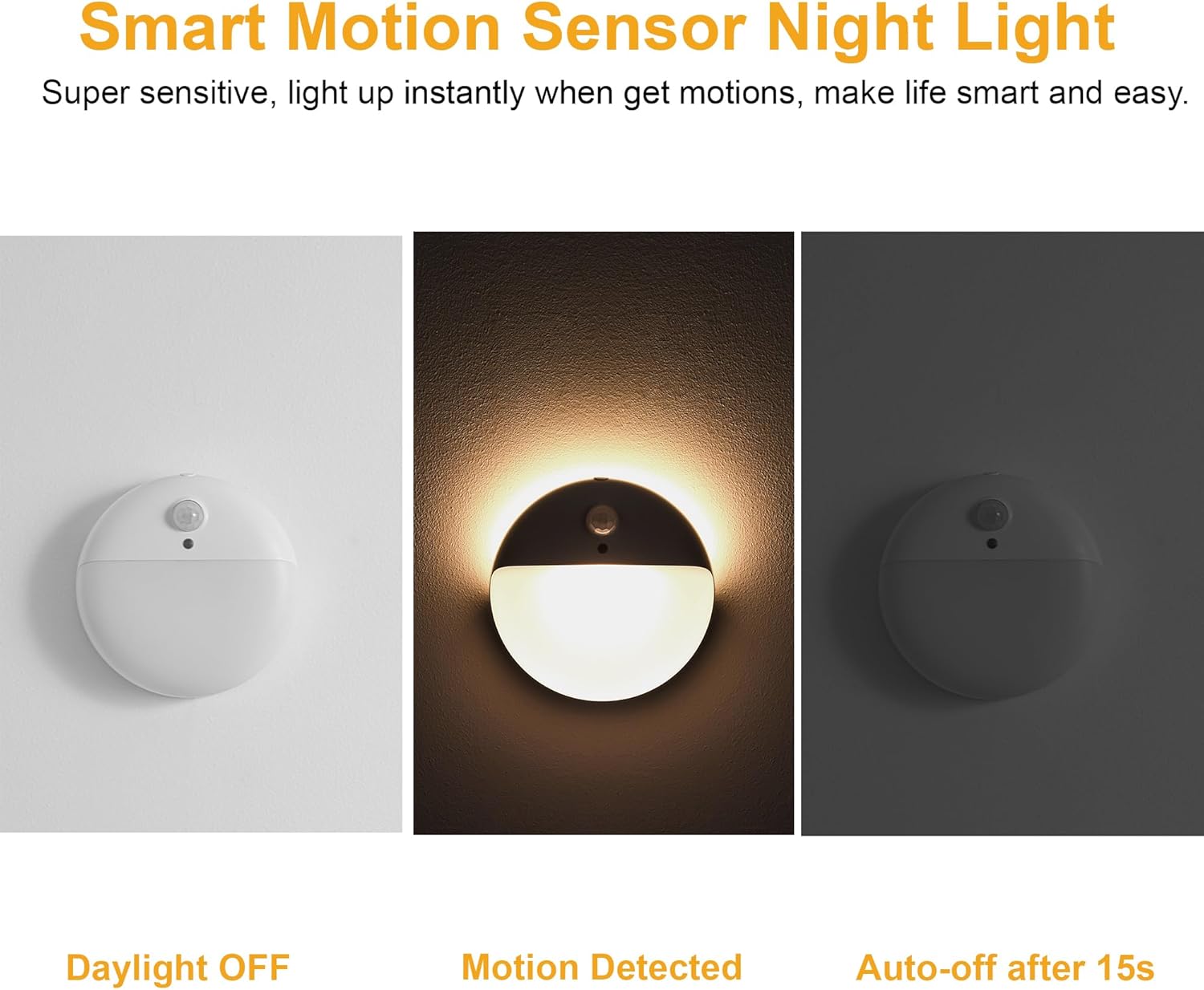 2 Pack Motion Sensor Light Indoor, 2.6" Small Stick on Lights for Stairs, Bathroom, Dimmable Battery Night Light, 3 Light Modes, Soft LED Light for Travel, Toliets, Bedroom, Kids, Warm White