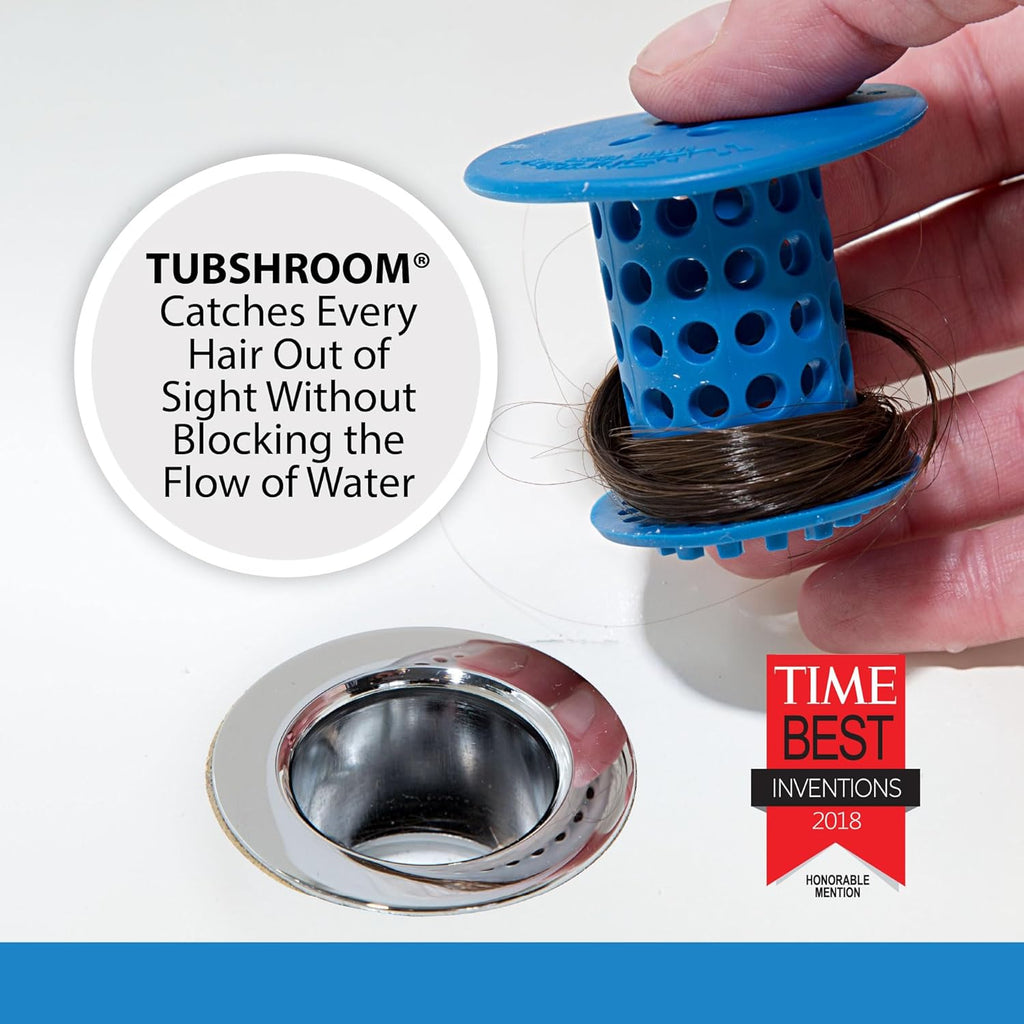 TubShroom Tub Drain Hair Catcher Strainer, Blue – Drain Protector and Hair Catcher for Bathroom Drains, Fits 1.5” – 1.75” Bathtub and Shower Tub Drains