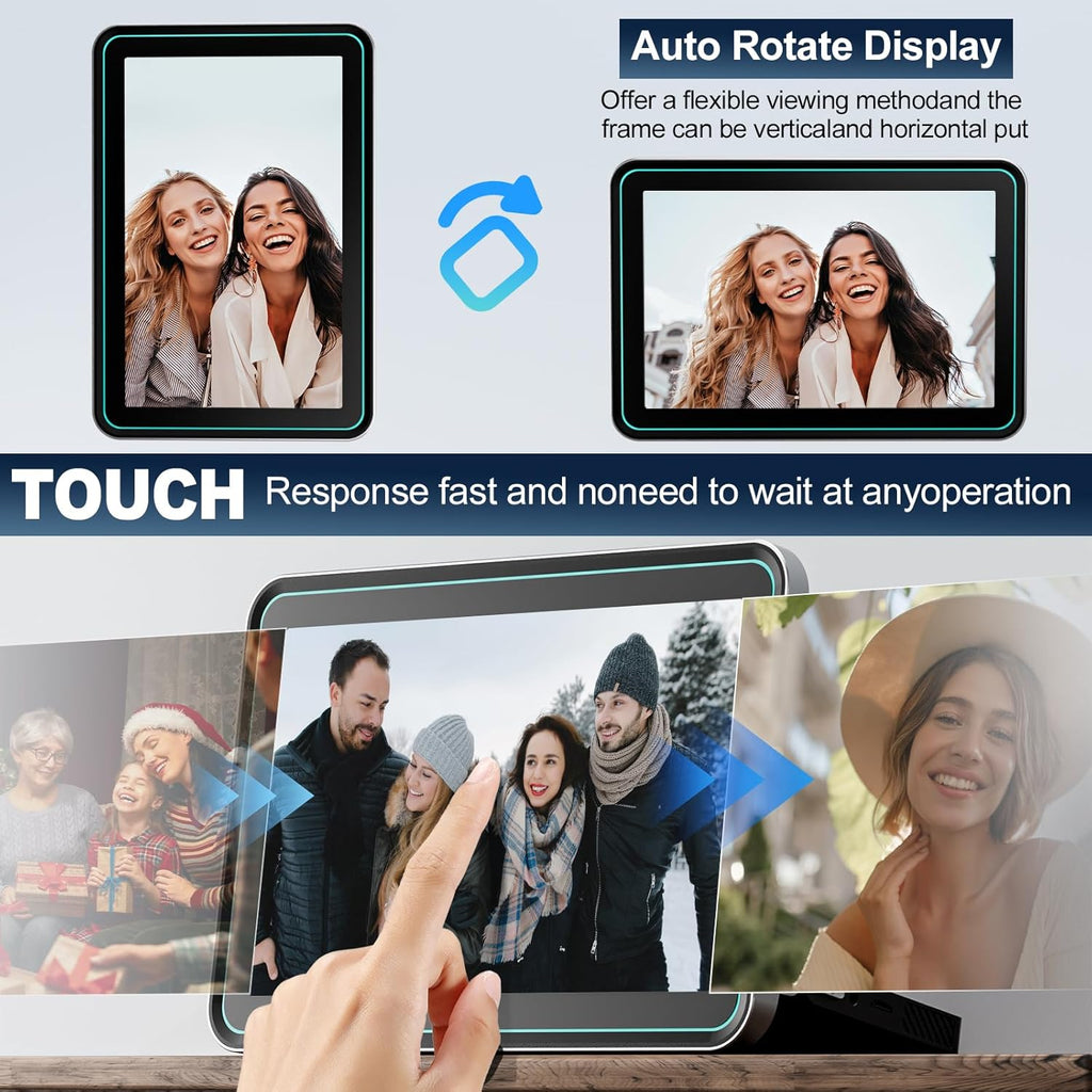 NBD WiFi Digital Picture Frame,10.1" IPS HD Touch Screen Digital Photo Frame, Share Photos/Videos Instantly via Free App，Built in 32GB Memory，Gifts for Birthday, Wedding, Mom