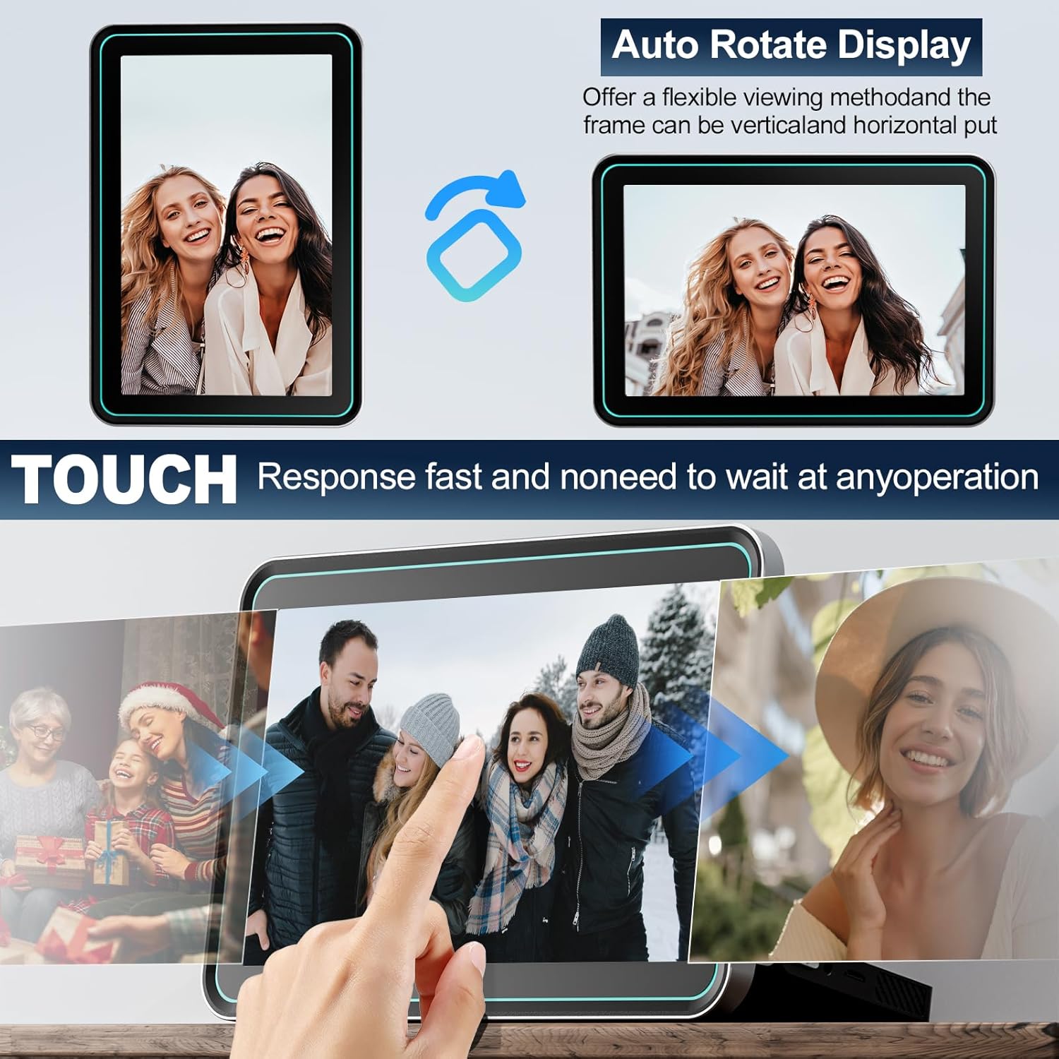 NBD WiFi Digital Picture Frame,10.1" IPS HD Touch Screen Digital Photo Frame, Share Photos/Videos Instantly via Free App，Built in 32GB Memory，Gifts for Birthday, Wedding, Mom