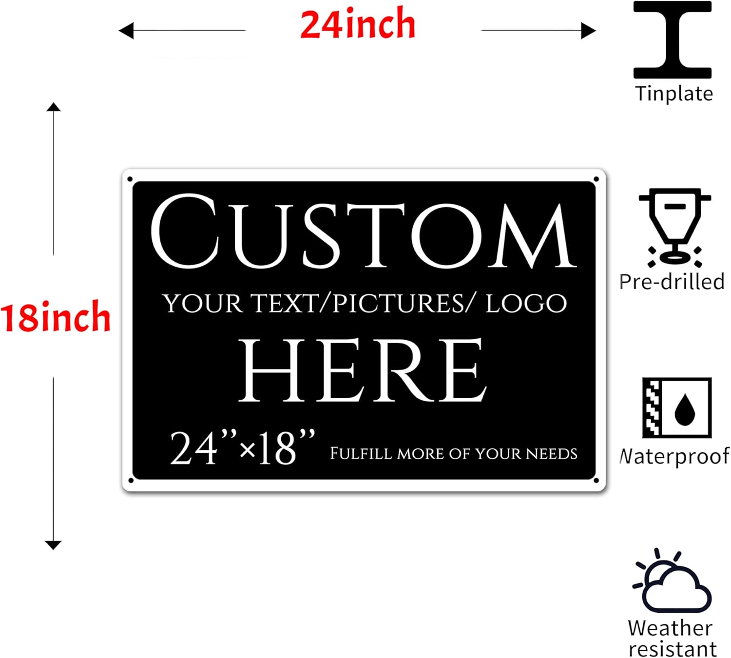 Custom Sign, personalized metal sign，Aluminum Weatherproof Metal Sign Multiple Sizes, Reflective，Customize for Office, Business, Workplace, office, Home, Delivery Signs(24 * 18 Inch)