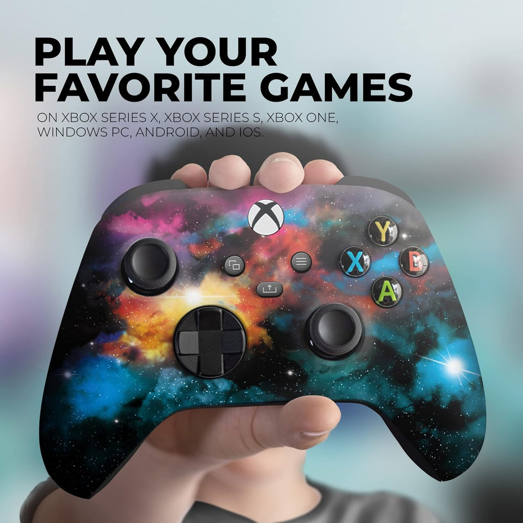 DreamController Galaxy Custom X-box Controller Wireless compatible with X-box One/X-box Series X/S Proudly Customized in USA with Permanent HYDRO-DIP Printing (NOT JUST A SKIN)