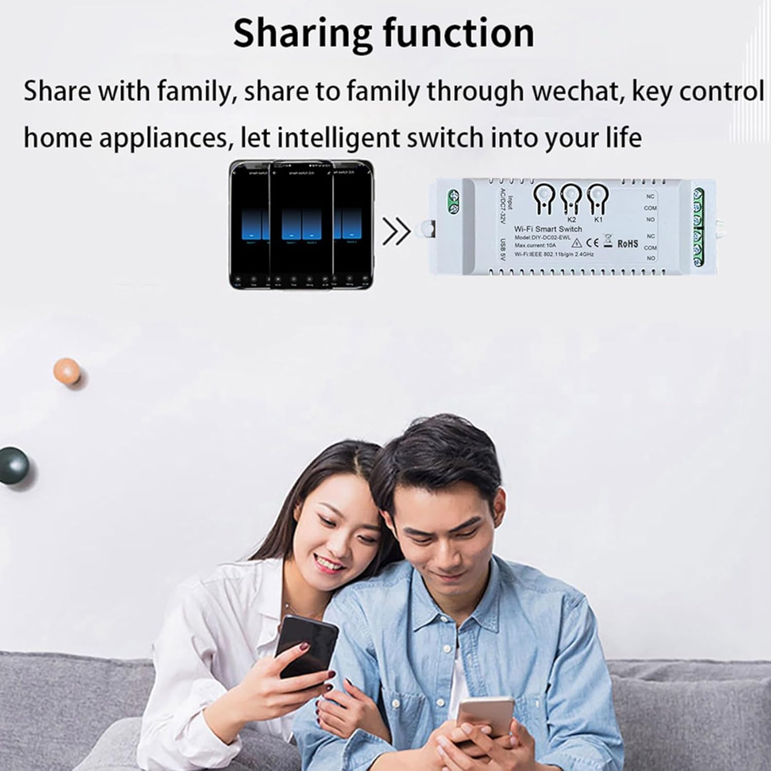 6X 2CH WiFi Smart Switch DIY APP 85-265V USB 5V 2.4G WiFi Home Automation Module for Home