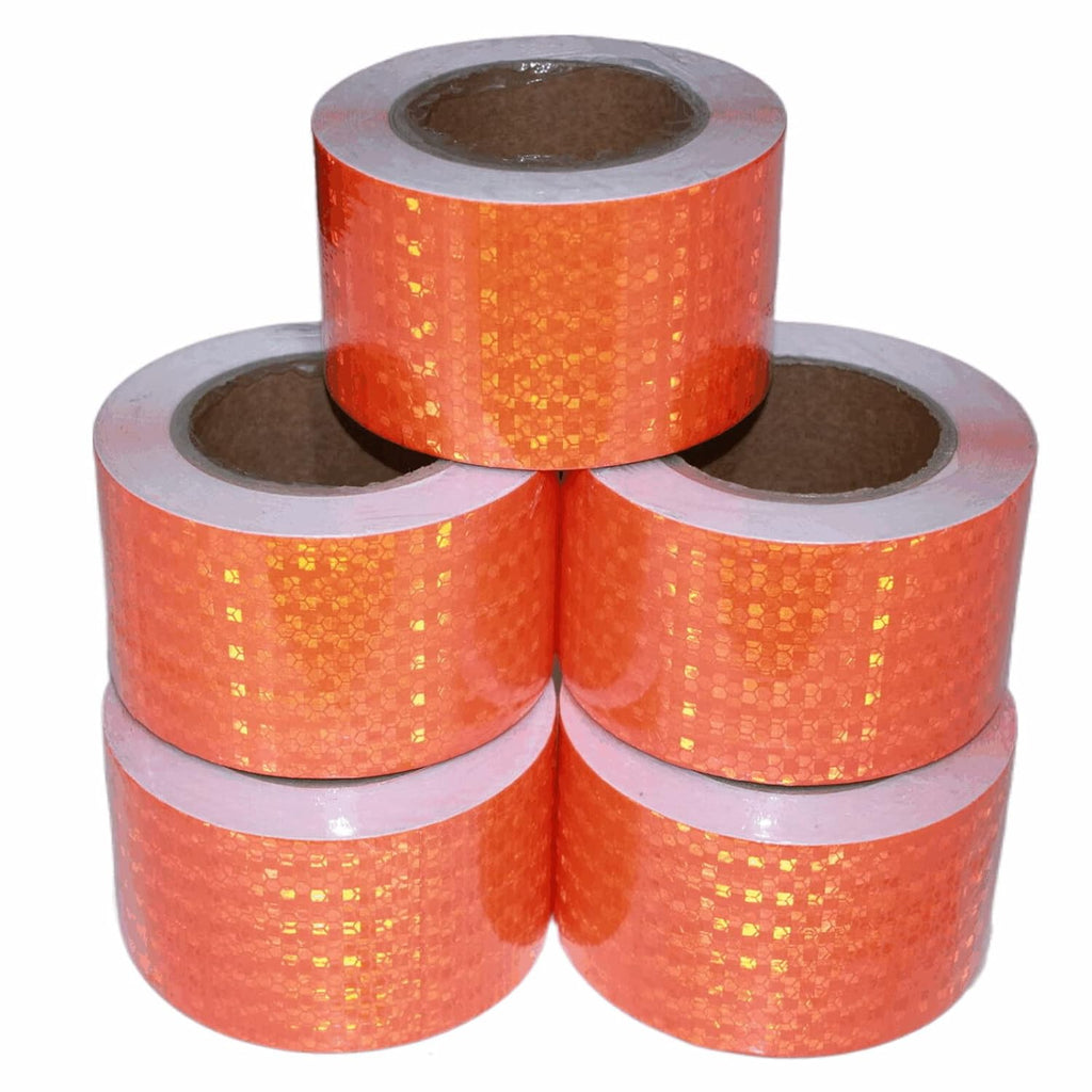 Orange Reflective Tape Outdoor Waterproof 3 inch Wide, High Visibility Industrial Marking Tape, Safety Adhesive Stickers (68 feet,5 Rolls)